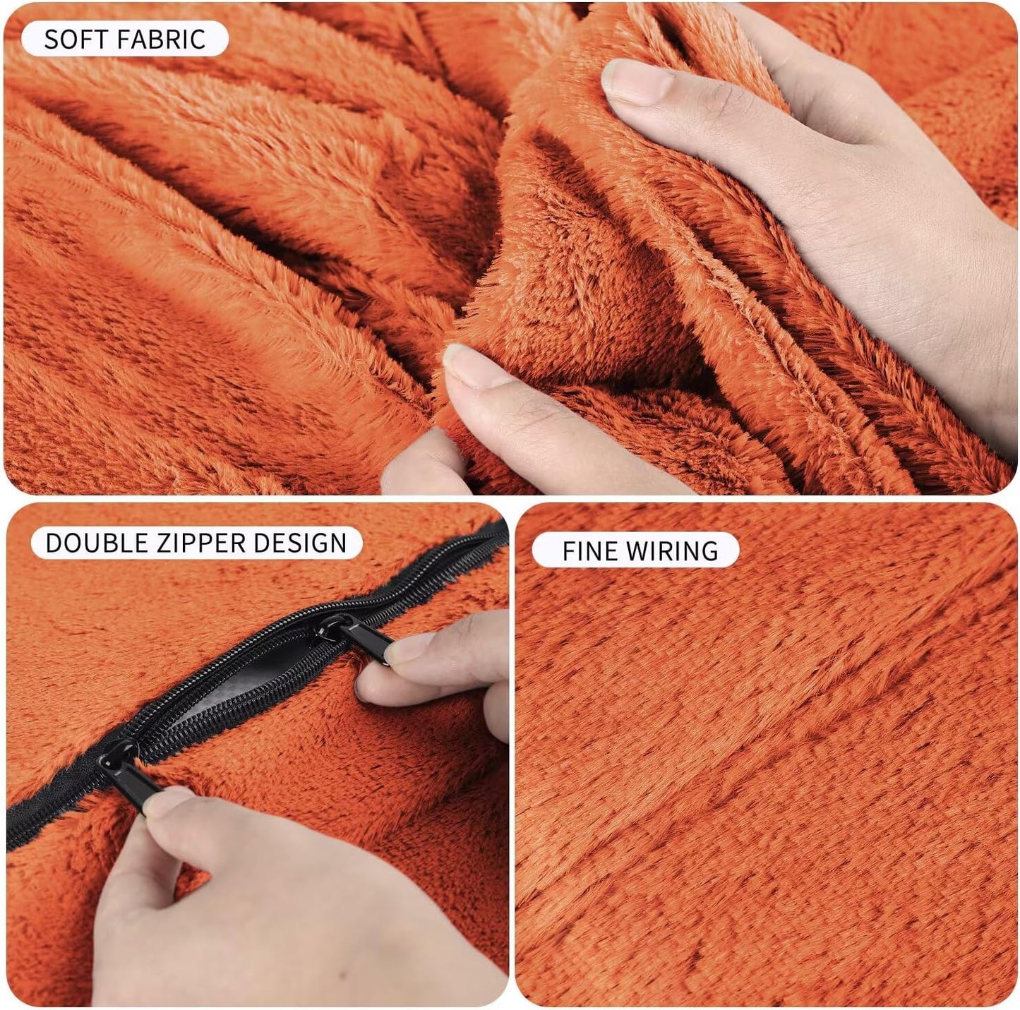 Bean Bag Chair for Adults 8FT,Soft Removable Cover for Teens/Girls Bedroom,Fluffy Giant Round Floor Beanbag Lounger Chairs (No Filler,Orange)