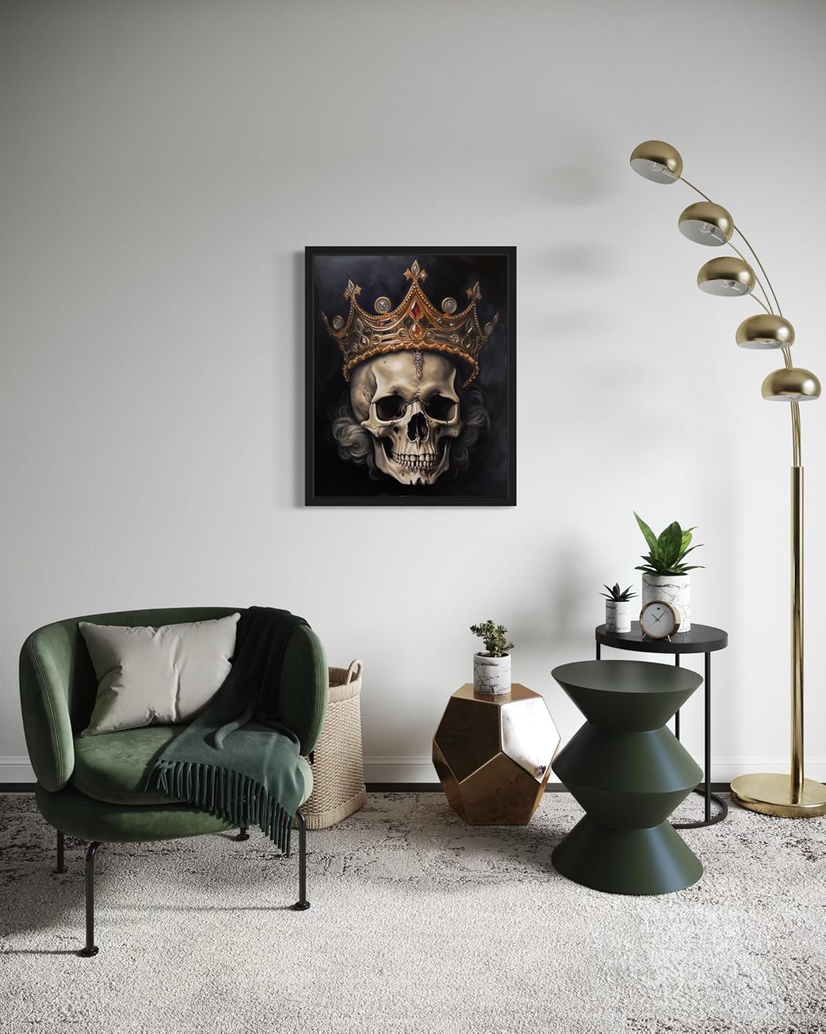 Skull Queen Poster Art Print, Halloween Scary Vintage Wall Art Academia Spooky Painting Decoration for Horror Prints, Gothic Posters Bedroom Decor 89 (Skull Queen, 8 x 10 inches, Unframed)