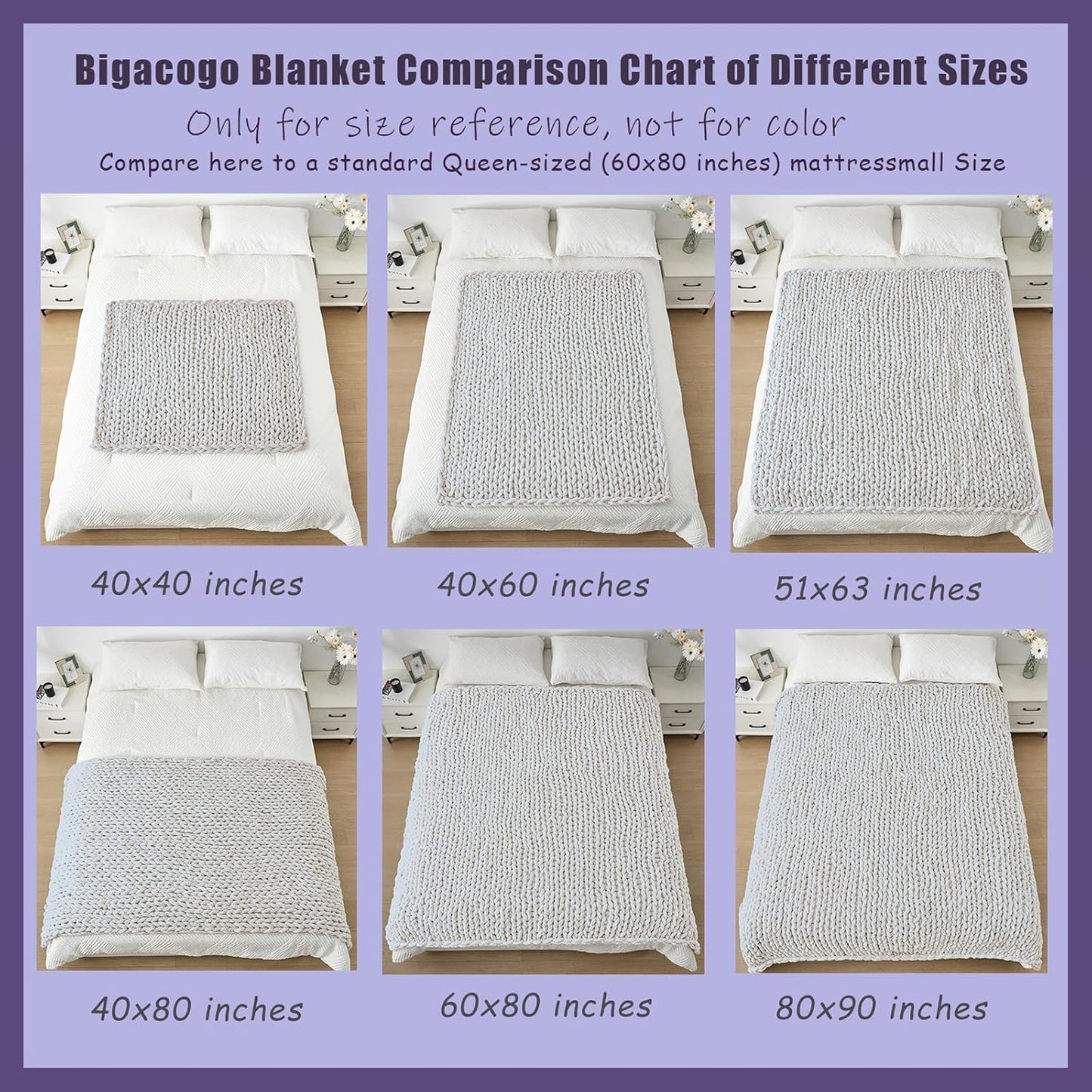 Bigacogo Chunky Knit Throw Blanket for Couch, 51x63 inches, 100% Hand Knitted with Thick Jumbo Chenille Yarn, Cozy Soft Large Rope Knot Cable Crochet Blankets for Sofa Bed Living Room, Misty Green