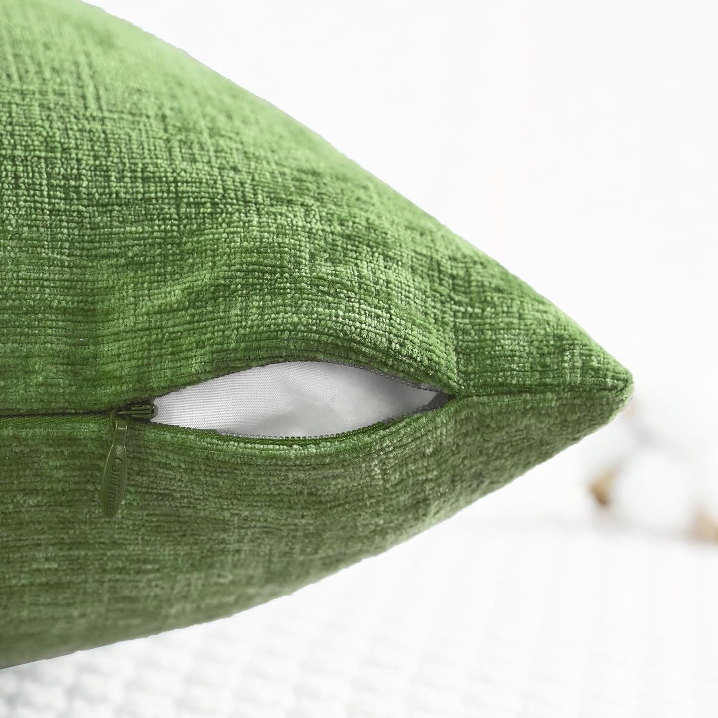 CaliTime Throw Pillow Covers Decorative 18 X 18 Inches Pack of 4 Cozy Chenille Cushion Cases for Couch Sofa Bed Living Room Home Forest Green