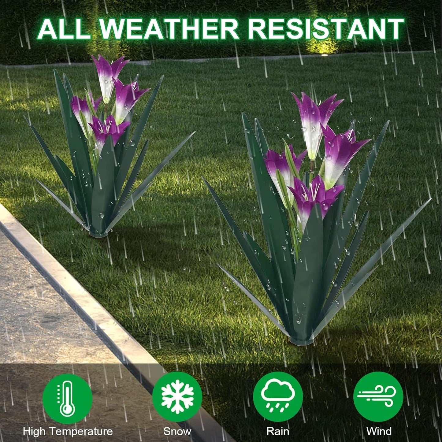 Homight Metal Agave Plant Outdoor Decoration Lily Mexican Yard Art Garden Gift - 3 Big Purple Lilies