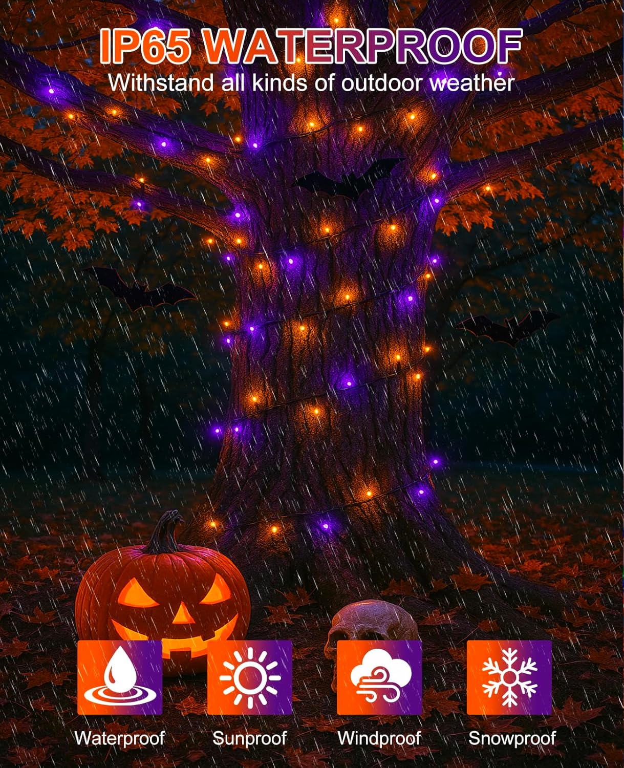 80FT 240 LED Halloween Lights Outdoor, Purple Orange String Lights for Outside with Waterproof 8 Modes, Green Wire Twinkle Tree Light for Indoor Bedroom Patio Garden Party Holiday Decorations