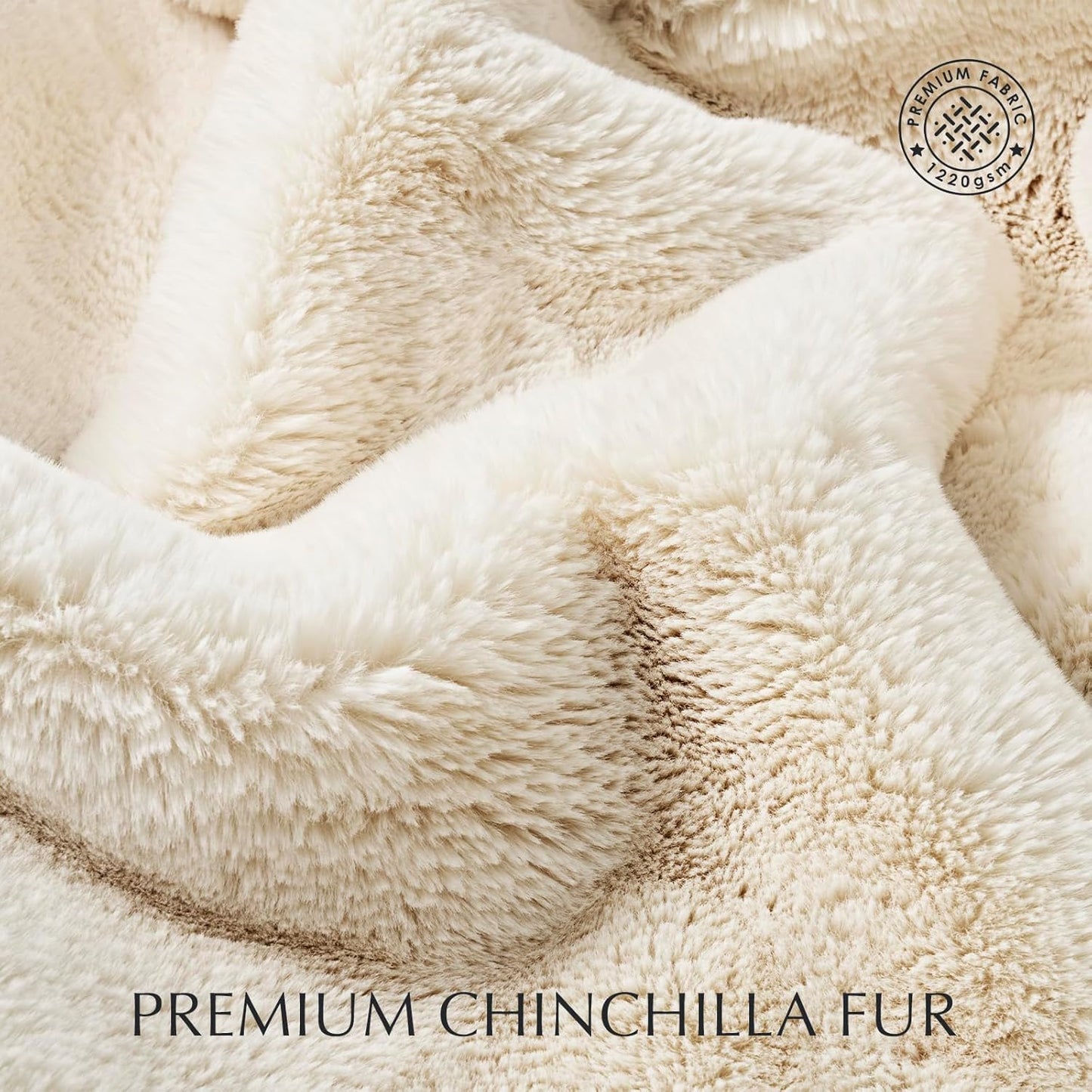 Luxury Soft Faux Chinchilla Fur Throw Blanket for Couch, Warm Thick Heavy Winter Throw Blanket 1220GSM for Bed, Fluffy Cozy Mink Blanket with Reversible Velvet, Arctic White, 60"x80"