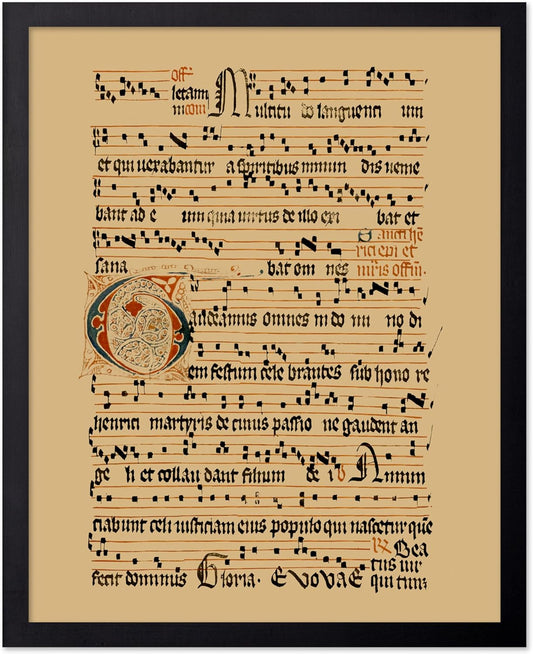 Poster Master Vintage Hymnal Poster - Retro Music Print - Gift for Artist, Friend - Graduale Aboense, Gregorian Chant Manuscript, Score - Wall Decor for Living Room, Bedroom, 8x10 Black Framed