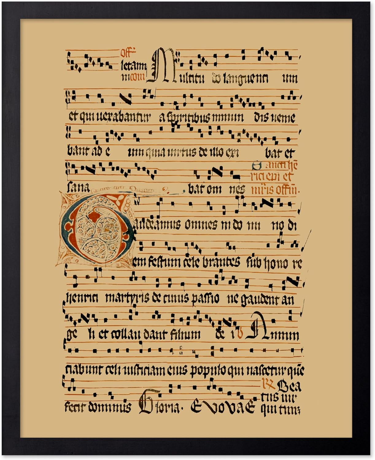 Poster Master Vintage Hymnal Poster - Retro Music Print - Gift for Artist, Friend - Graduale Aboense, Gregorian Chant Manuscript, Score - Wall Decor for Living Room, Bedroom, 11x14 Black Framed