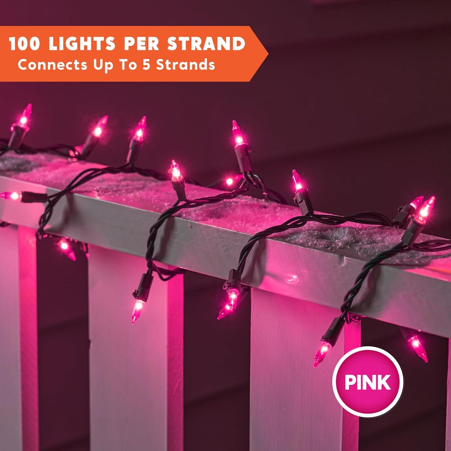 Joiedomi Pink Christmas String Lights,100 Count 21.4FT Fairy Tree Lights Plug in for Indoor Outdoor Xmas Valentines Decor Patio Holiday Theme Party Yard House,Green Wire