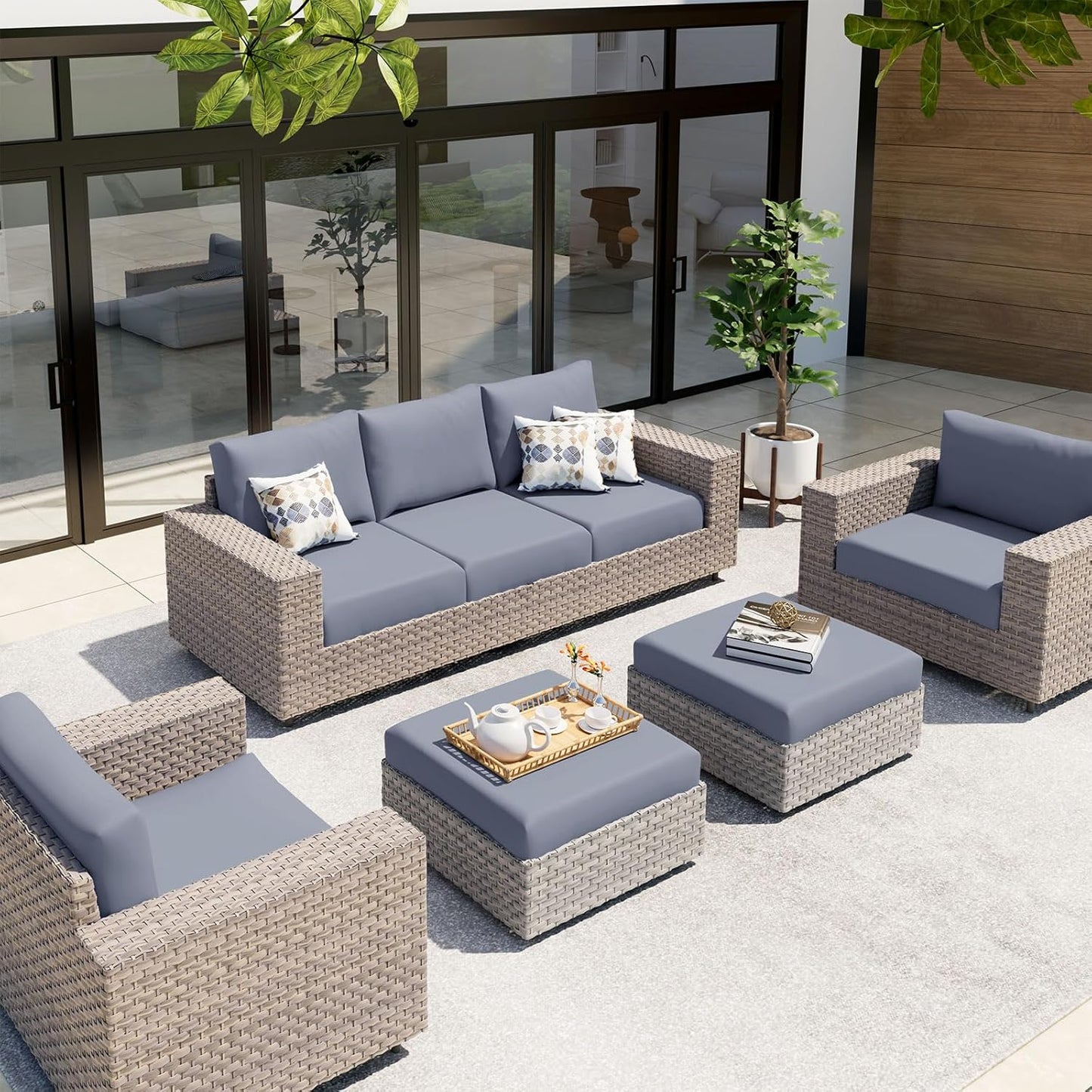 hyha Waterproof Couch Cushion Covers, Stretch Sofa Couch Seat Slipcover for Dog Washable, Non-Slip Waterproof Outdoor Cushion Covers for Patio Furniture Replacement (1 Piece for Medium, Grey)