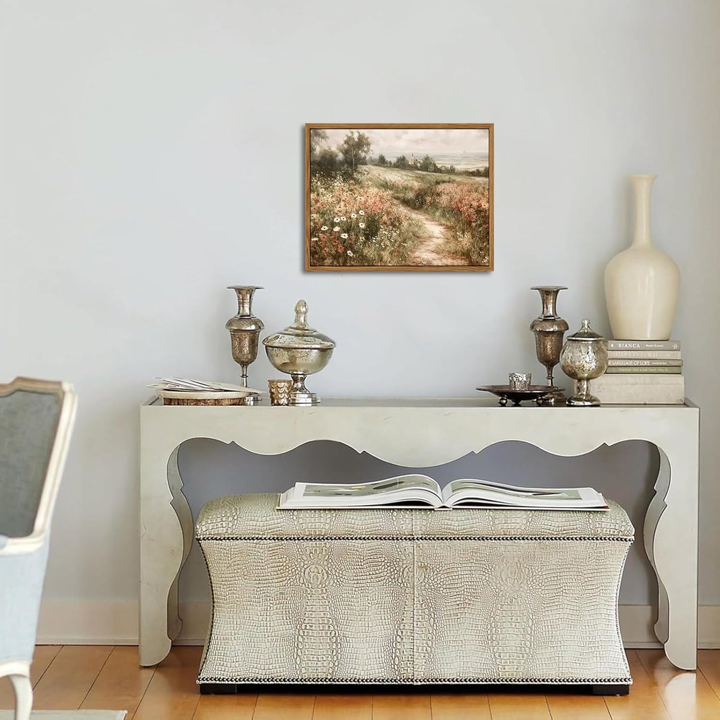 Vintage Framed Wall Art for Living Room – Vintage Wildflower Pictures Oil Paintings Canvas Prints – Country Flower Modern Farmhouse Wall Decor for Bathroom Bedroom Home Office – 8x10in