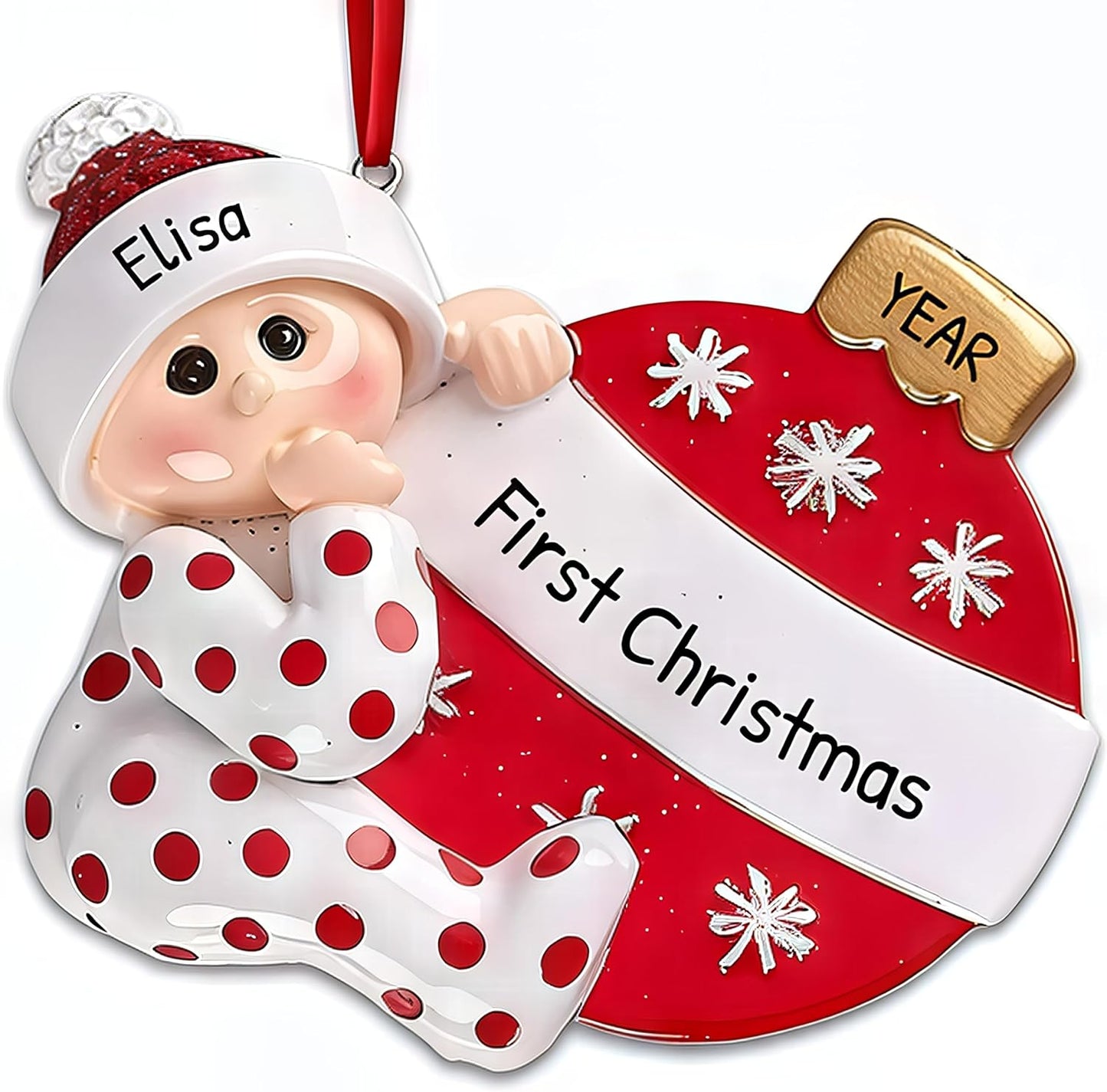 Personalized Babys First Christmas Ornament 2025 | Custom Name & Year | Ball Baby in Pajamas | New Mother, Grandchild & Baby’s 1st Holiday Tree Decorations, Stocking Gift, Newborn Keepsake, Boy & Girl
