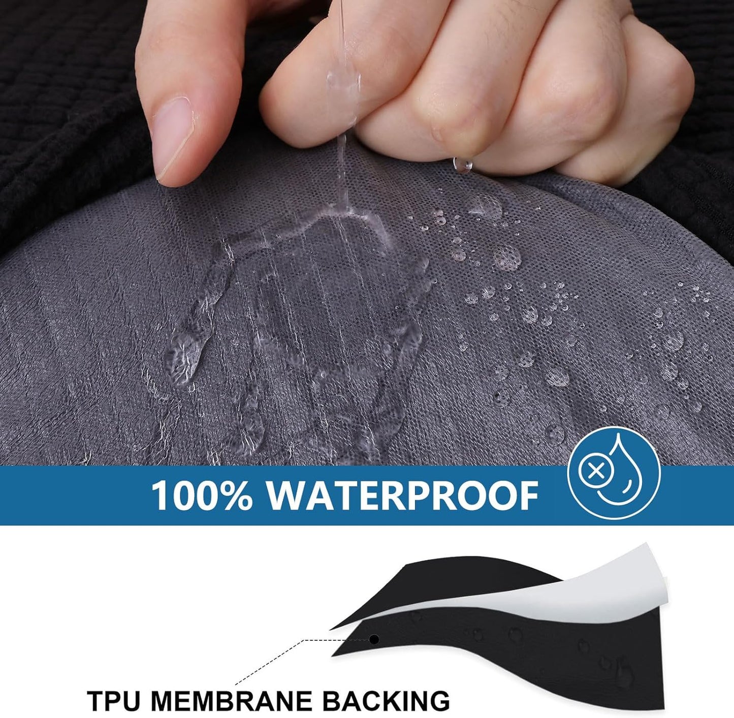 hyha Waterproof Sectional Couch Covers, Non Slip Sofa Couch Cushion Covers L Shape, Thick Stretch Jacquard Fabric, Washable Sofa Slipcovers with Elastic Bottom (1 Piece for Chaise, Black)