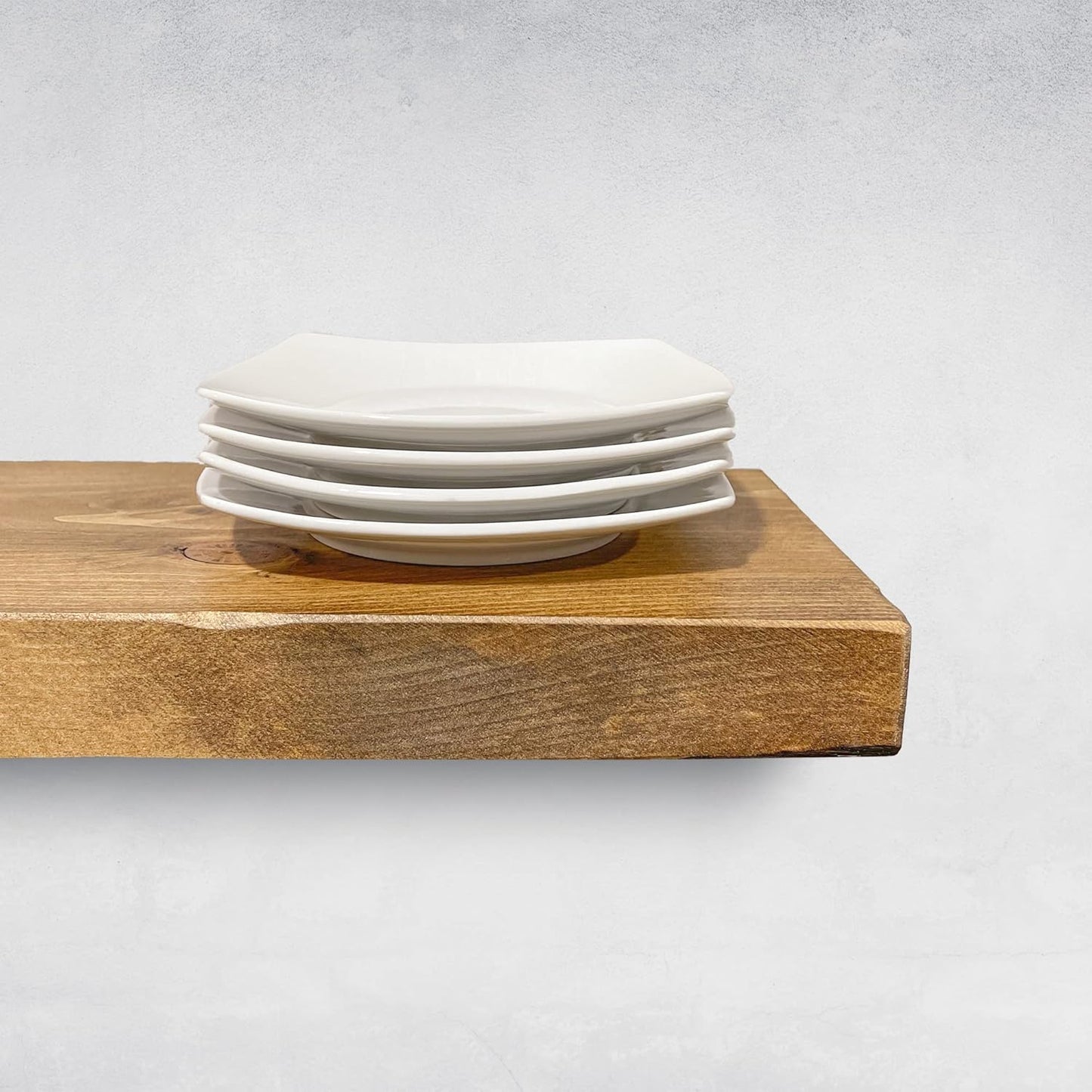 URBANDI, Rustic Floating Shelves, Set of 2, Hidden Bracket, Solid Wood, Heavy Duty, Wall Mounted Shelves, (Brown, 24Wx12D)