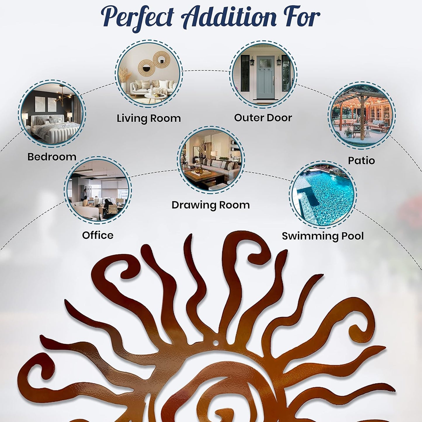 Riverside Designs Wacky Sun Metal Wall Art Indoor/Outdoor Decor - 24" Copper Rust Proof Wall Sculpture - Made in USA - Ideal for Bedroom, Garden, Home, Patio and Farmhouse