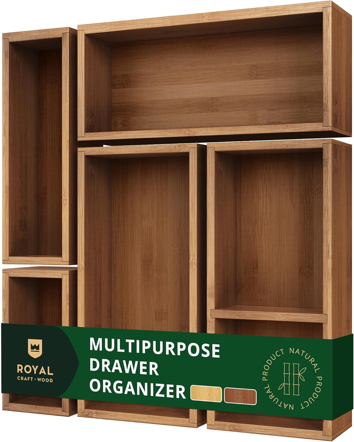 ROYAL CRAFT WOOD Premium Carbonized Bamboo Sticky Note Holder – Elegant & Durable Post-It Note Dispenser for Office Desk Organization