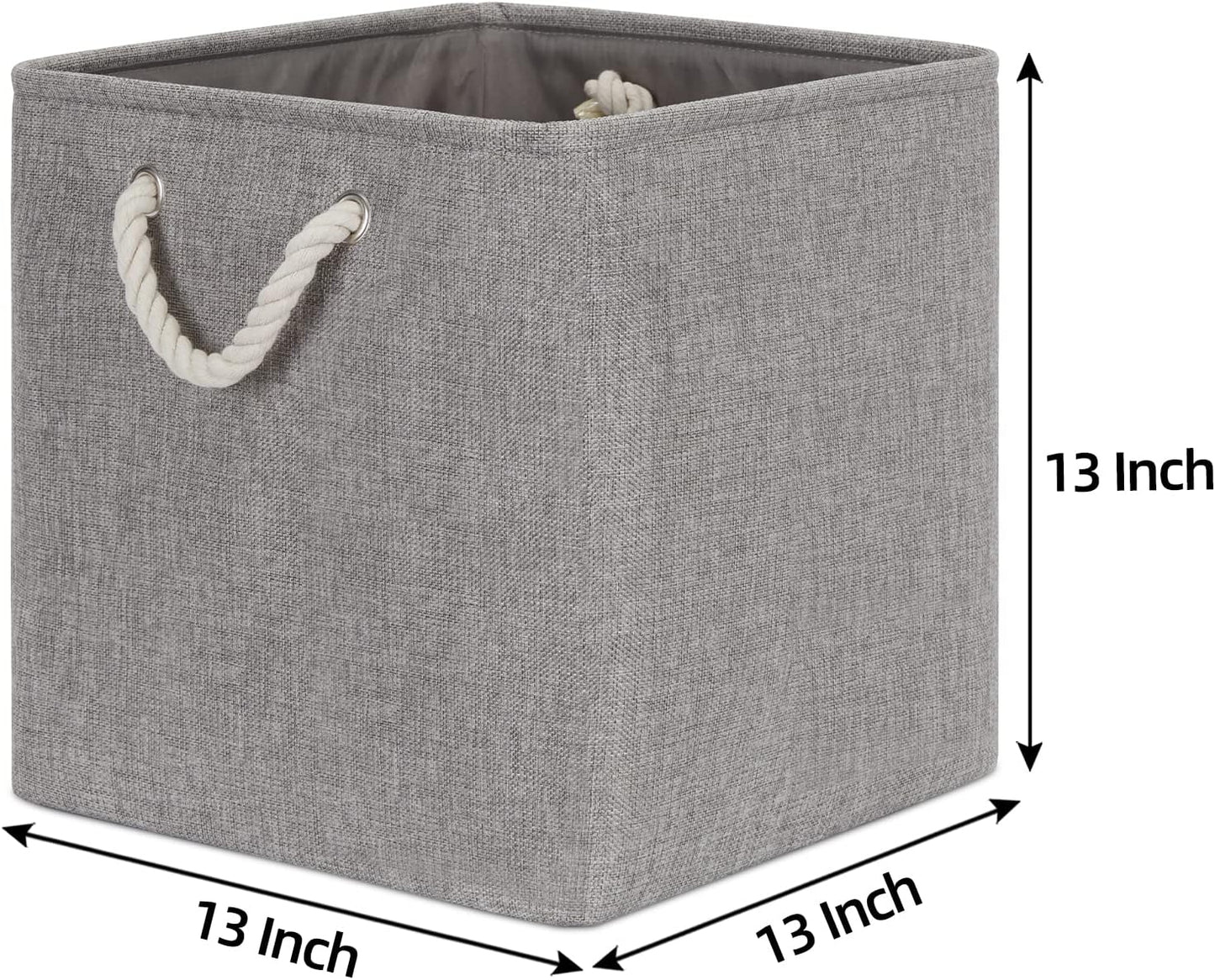 Bidtakay Grey Baskets Foldable Storage Cube Bins 13x13x13 Cube Storage Organizer Closet Set of 3 Fabric Storage Baskets for Home Office Large Baskets for Nursery Baby Toy Storage