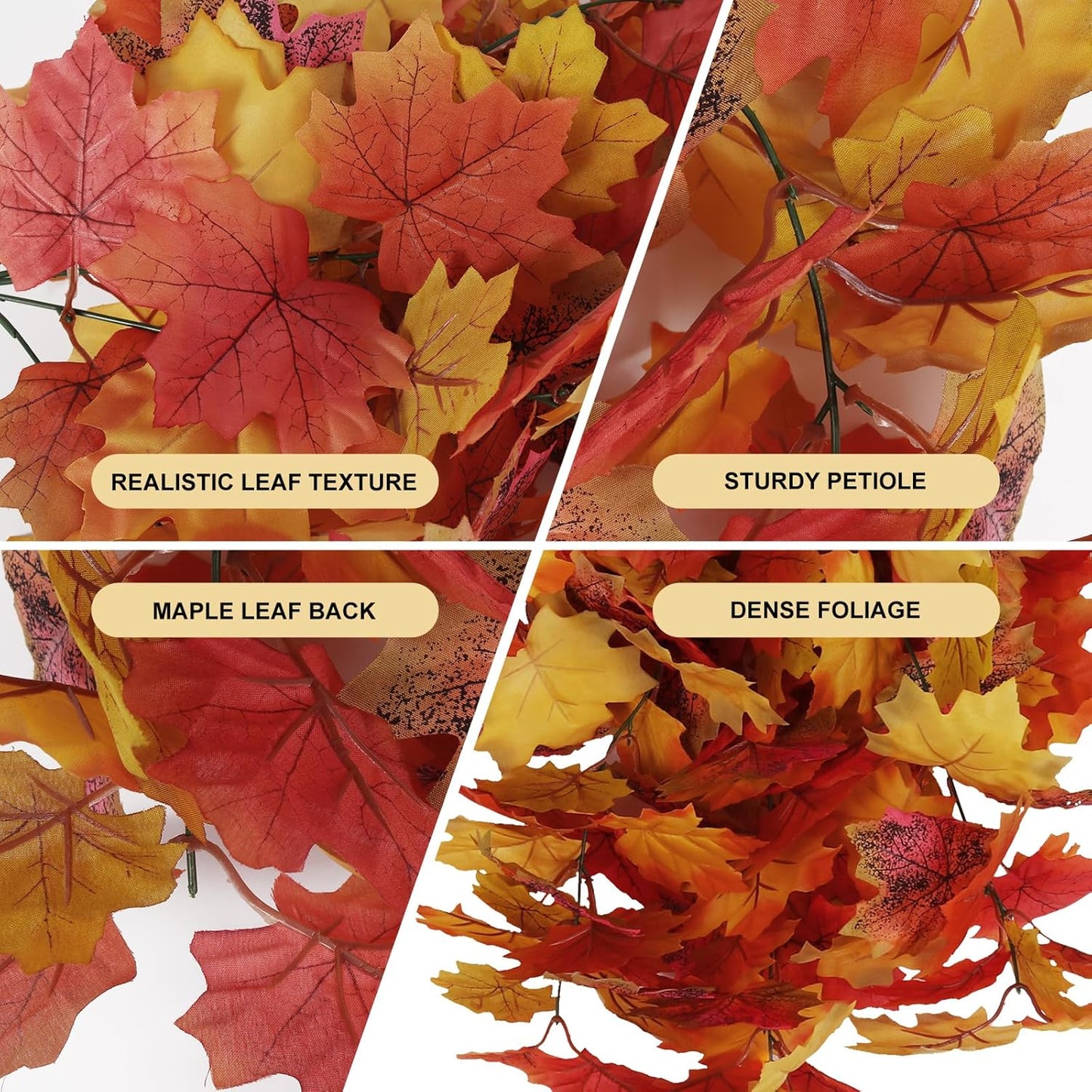 Fall Maple Leaf Hanging Plants Artificial Autumn Leaves Vines Outdoor Autumn Outdoor Decor, Artificial Fall Maple Leaves, Hanging Plants for Autumn Harvest Festival, Fake Plants Indoor(Yellow)