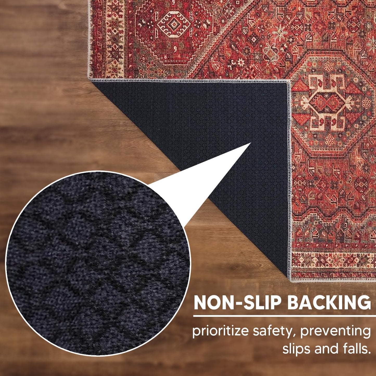 Keen Home Design 5x7 Rug - Machine Washable Area Rug with Non-Slip Backing, Ideal for Living Room, Dining Room, Bedroom - Vintage, Easy Clean, Durable, Low Pile Rug - (5' x 7')