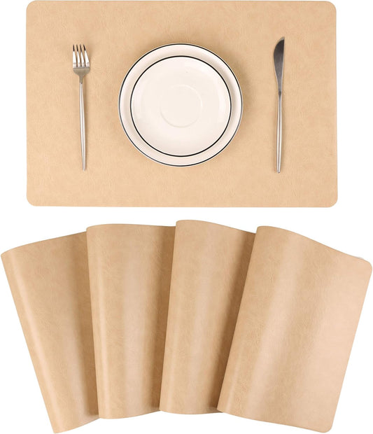 Faux Leather Placemats, Set of 6 PU Table Mats, Easy to Clean, Heat & Stain Resistant for Office Conference Table,Dining Home Decor