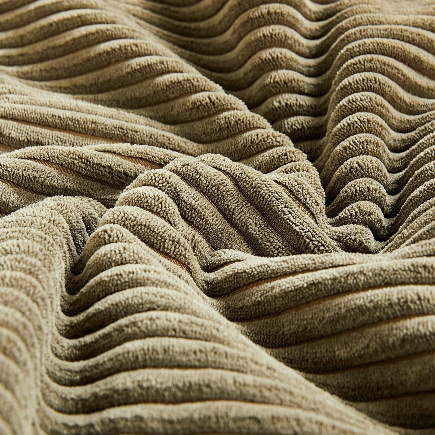 Fancy Homi 2 Packs Olive Green Long Lumbar Decorative Throw Pillow Covers 12x24 Inch for Couch Bed Sofa, Rustic Farmhouse Boho Home Decor, Soft Striped Corduroy Rectangle Accent Cushion Case 30x60 cm