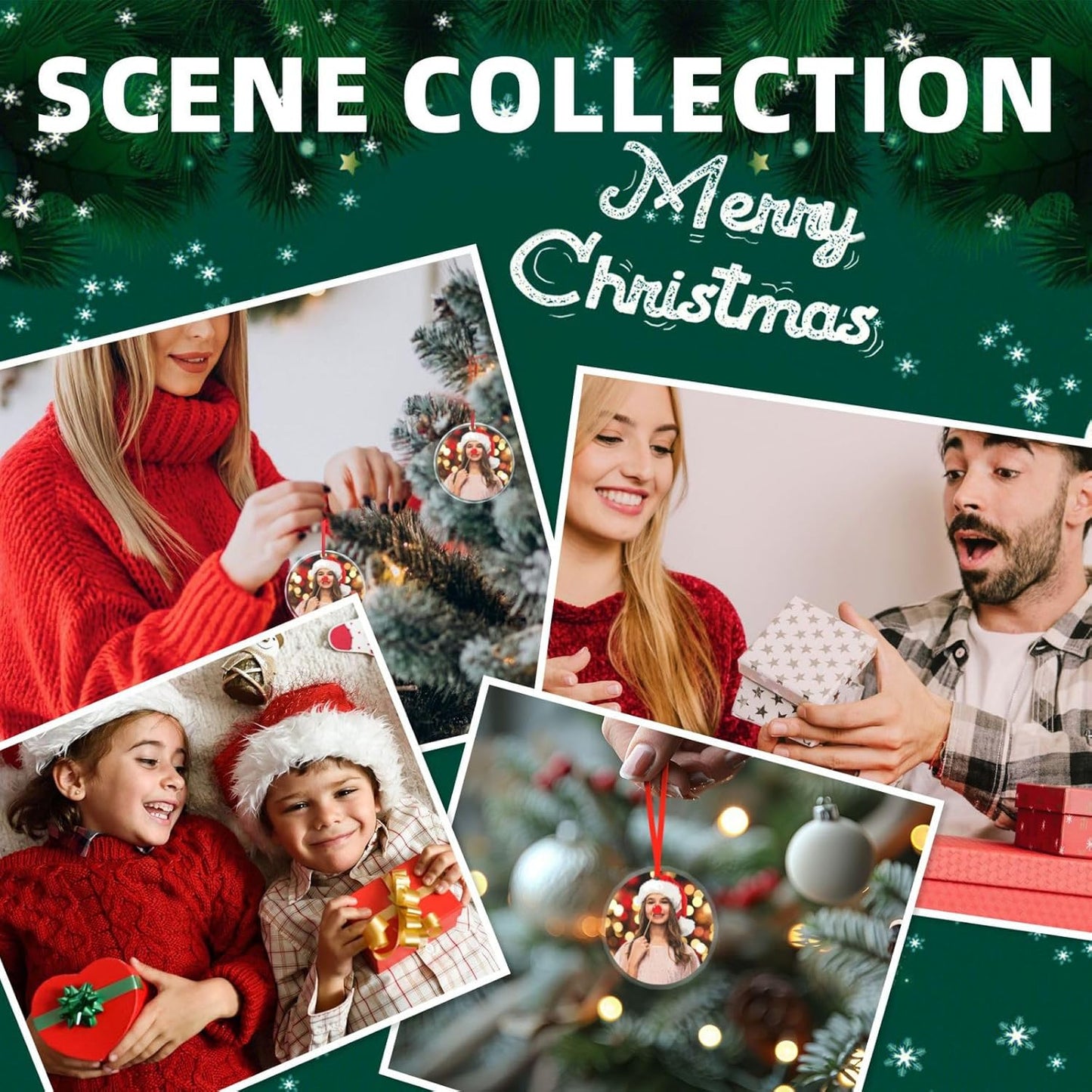 Personalized Christmas Ornaments, Custom Glass Ornament with Photo,Customized Christmas Tree Decor Gifts for Family, Dad, Mom, Him, Her, Couple