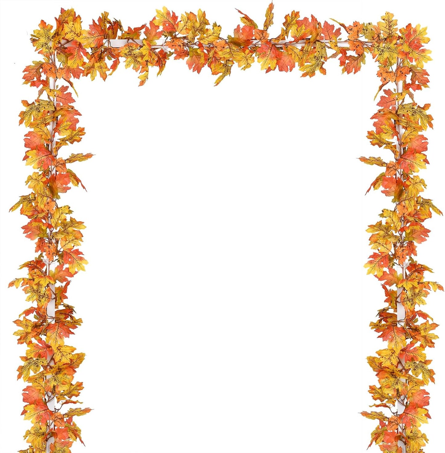 Lvydec 2 Pack Fall Maple Leaf Garland - 5.9ft/Piece Artificial Fall Foliage Garland Thanksgiving Decor for Home Wedding Party Christmas (Yellow)