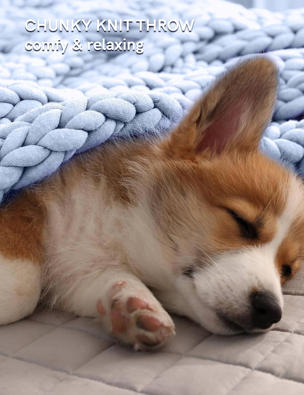 YnM Chunky Throw Blanket, Medium-Weight, Hand Knitted, Skin Friendly, Ventilated and Breathable, Machine Washable, Home Décor Piece for Couch, Sofa and Bed (Atlantis Blue, 50x70 Inch)