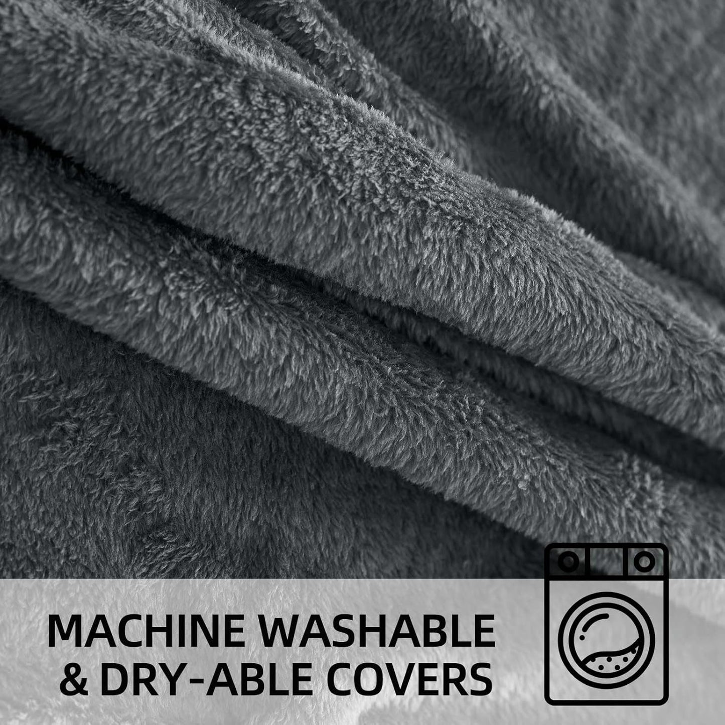 Bean Bag Chair 5Ft, Memory Foam Filled, Large Beanbag Chairs for Adults and Teens, Soft Sofa with Removable Flannel Cover, Round Couch for Living Room Bedroom College Dorm (Dark Gray, 5FT-60×60"×24")