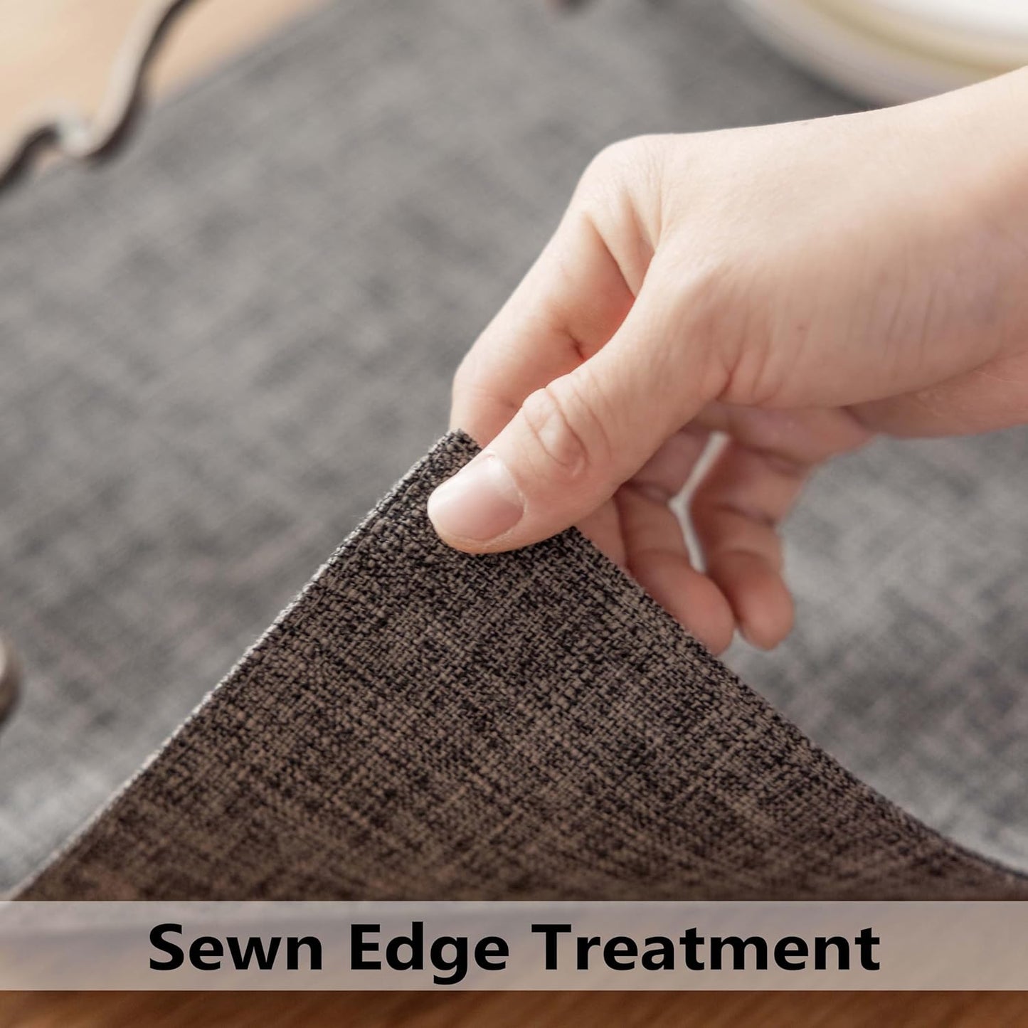 Demetex Placemats Table Mats Set of 4 Heat Resistant Washable Cloth Place Mats for Dining Table Holiday, Dark Grey