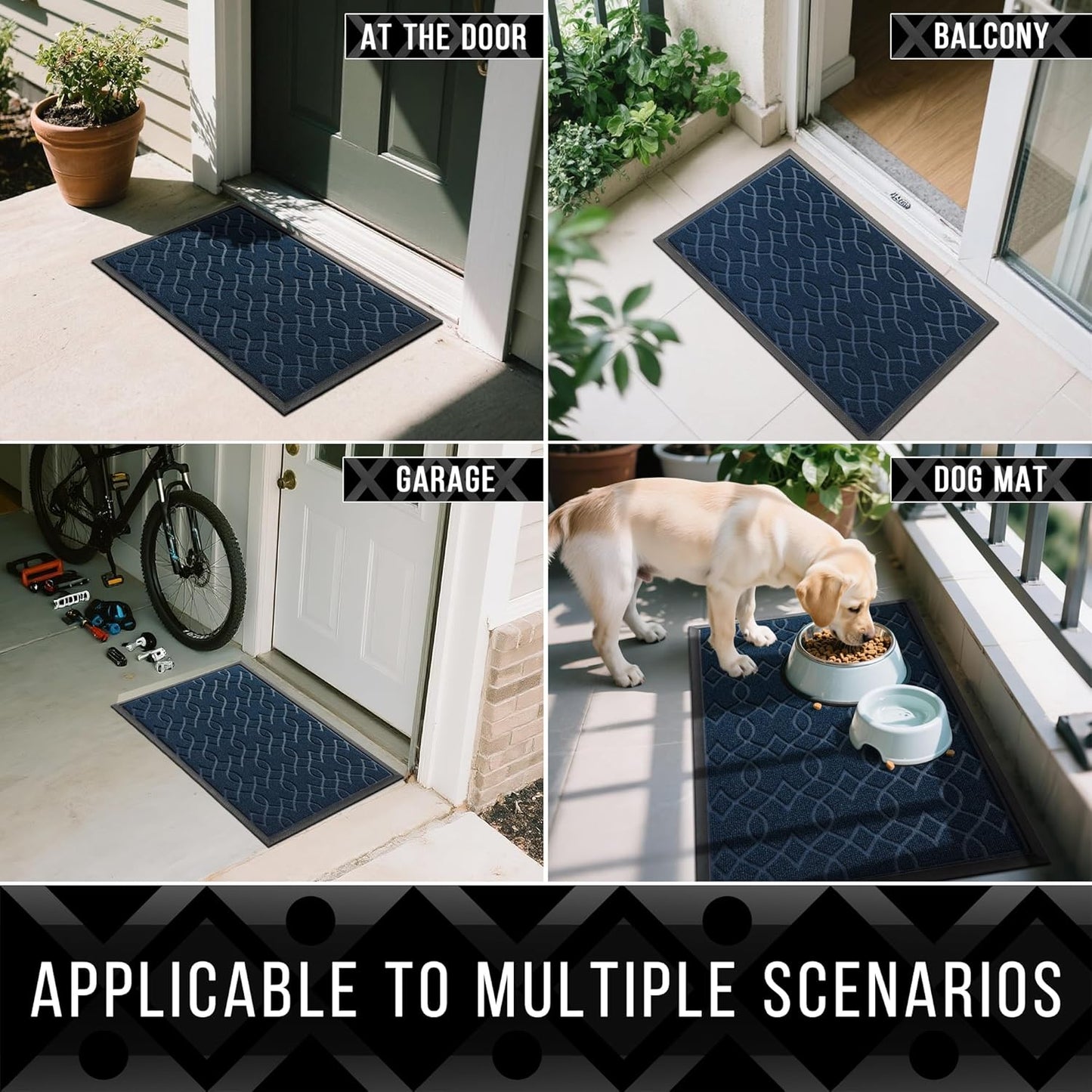 Yimobra Outdoor Mats for Front Door, All-Season Waterproof Door Mat Outside Entrance, All Weather Non-Slip Doormat, Stain and Fade Resistant, Easy Clean Patio Porch Indoor Entryway Mat, 29.5x17, Blue