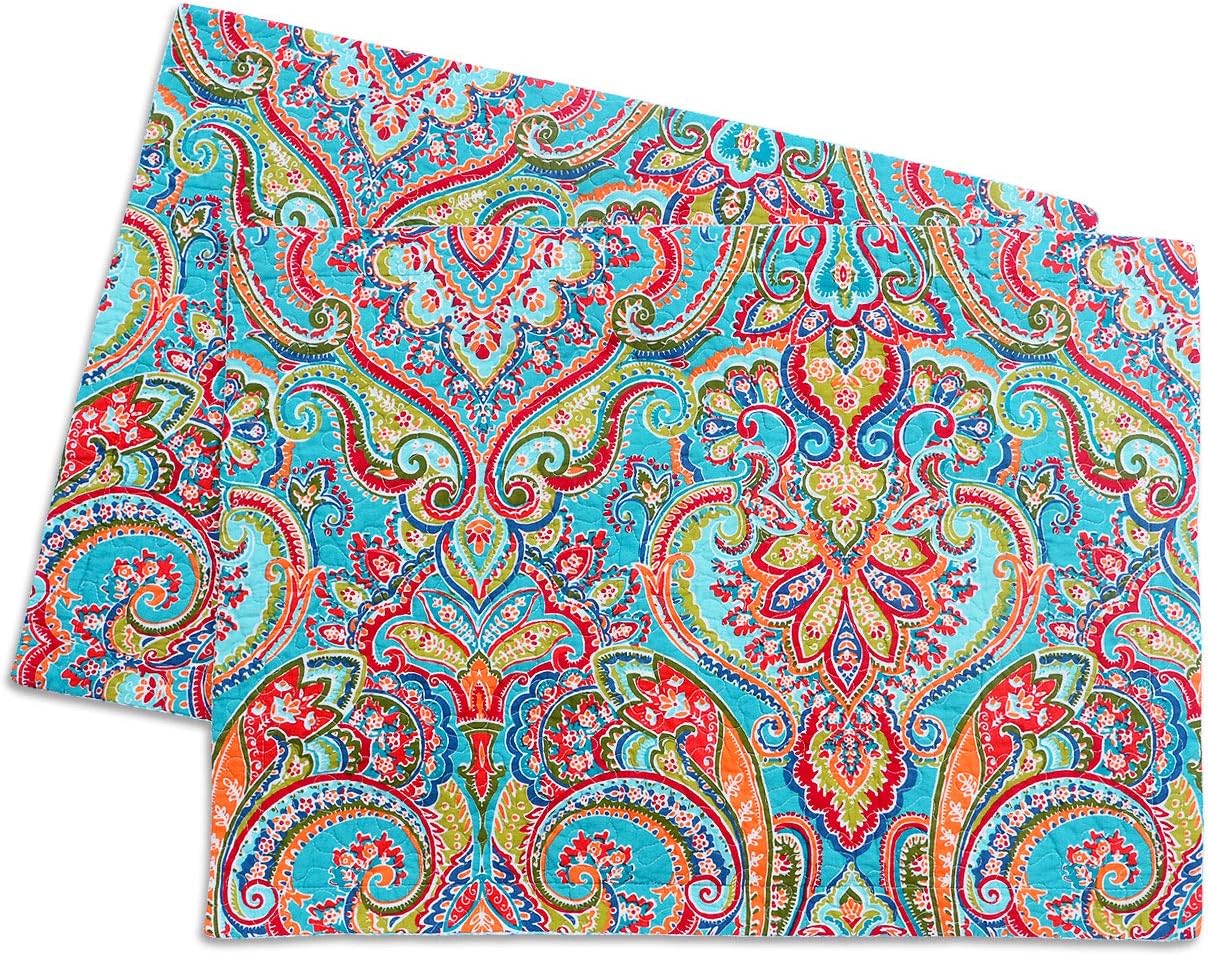 NEWLAKE Quilted Cotton Bed Pillowcases, European Gorgeous Floral Pattern, 2 Pieces, 20x27 Inch