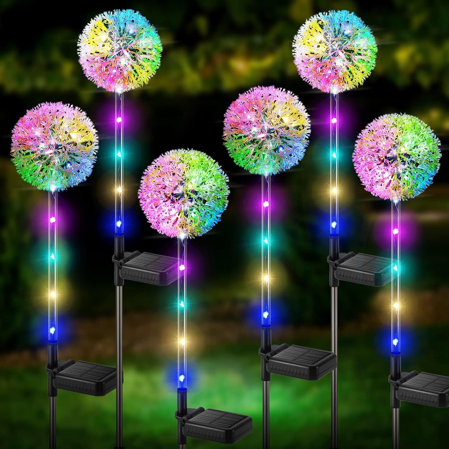 Solar Dandelion Lights Outdoor Decorative: 6 Pack Garden Lights Solar Powered - Waterproof Colorful Flower Light Decor for Yard Patio Porch Pathway Outside Lighting, Unique Gifts for Women