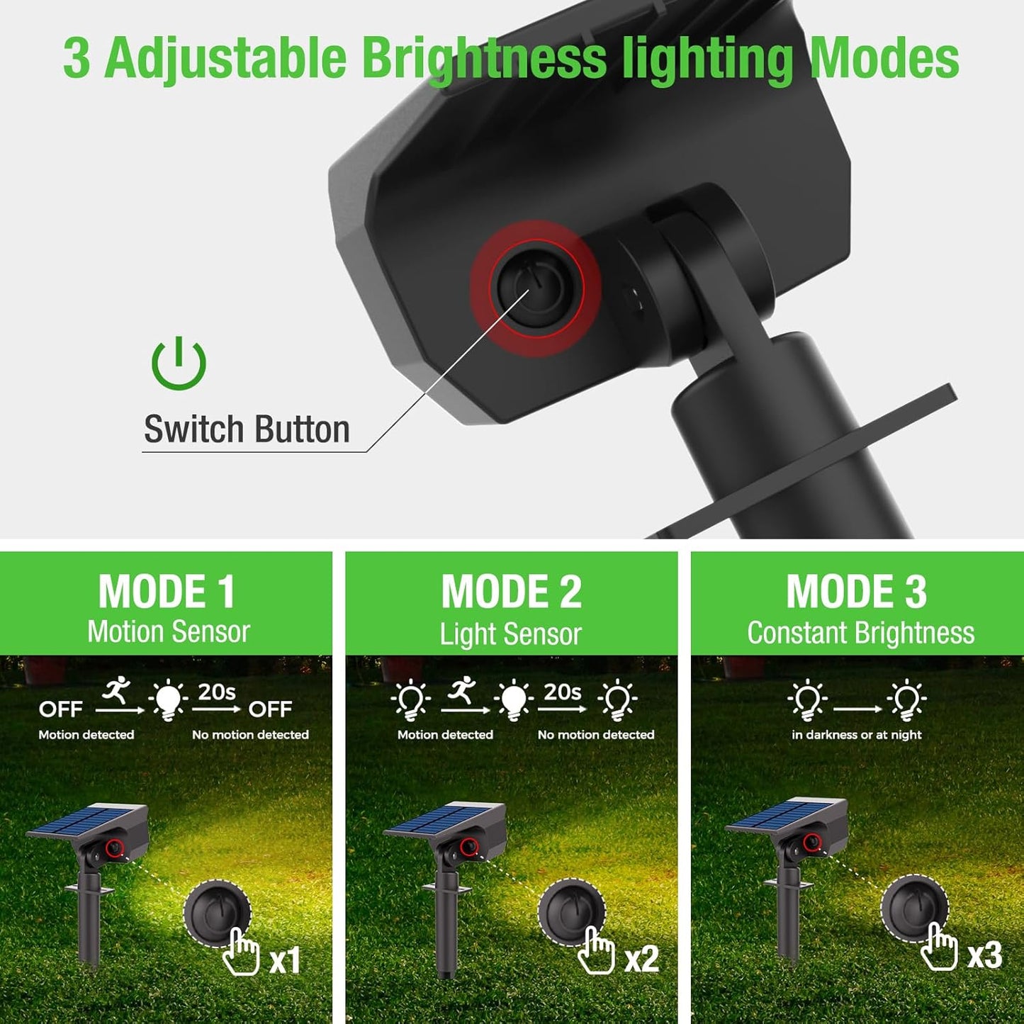 Solar Spot Lights Outdoor Motion Sensor with 3 Modes, [ 4 Pack/56 LED ] Solar Spotlights Outdoor Waterproof 2-in-1 Auto On/Off Landscape Lighting for Outside Yard Wall Garden Pathway, Warm White