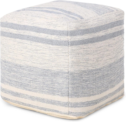 REDEARTH · Tufted Pouf Ottoman with Filler Textured Storage Cube Bean Bag Pouffe Footrest for Living Room, Bedroom, Nursery, Kidsroom; 100% Cotton (17.5"X17.5"X17.5", Melange Delight Gray)