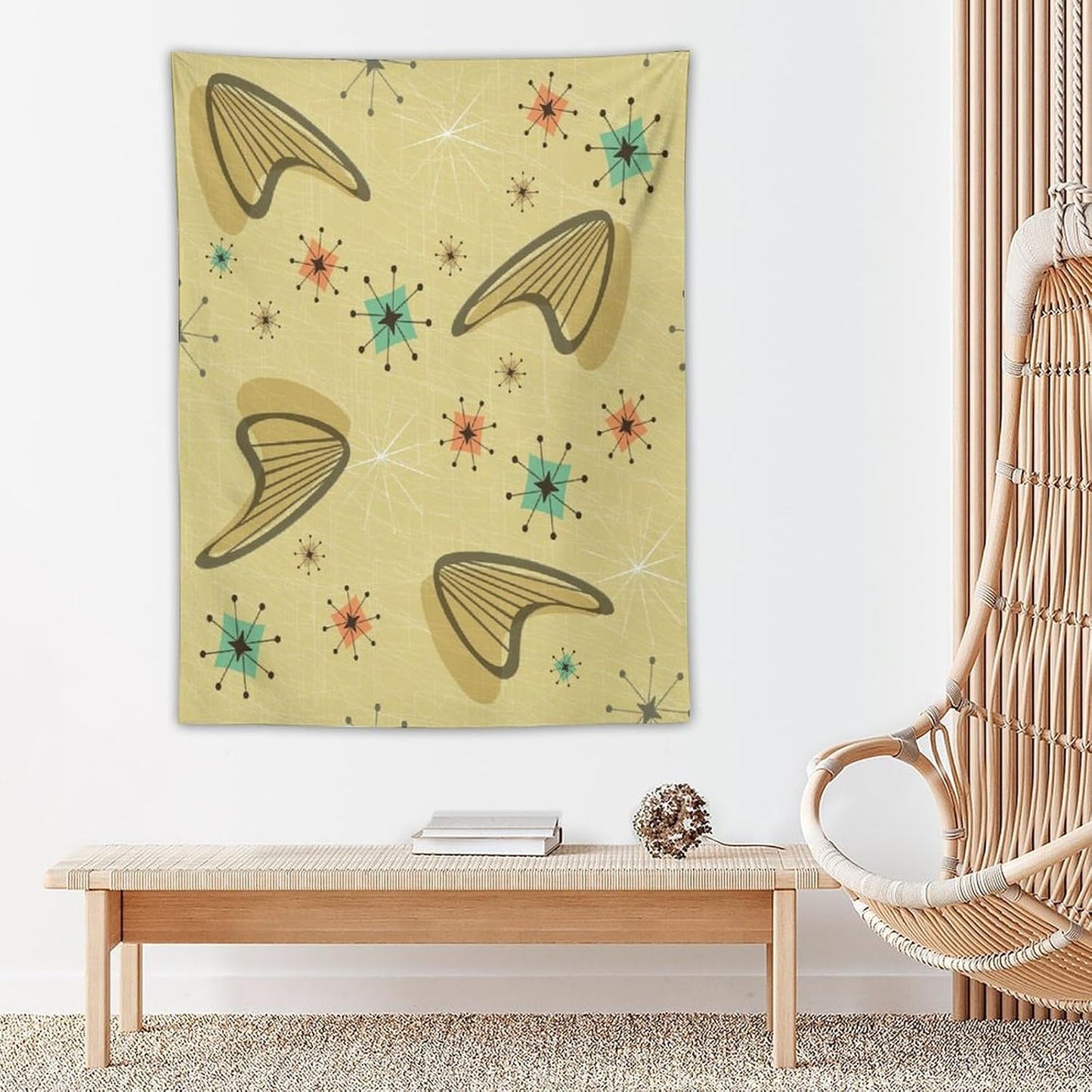 ICMOLYYENLO Boho Medieval Cat Tapestry, Abstract Atomic Starburst Geometric Aesthetic Art Wall Hanging For Bedroom Living Room Dormitory 60x80 Inches