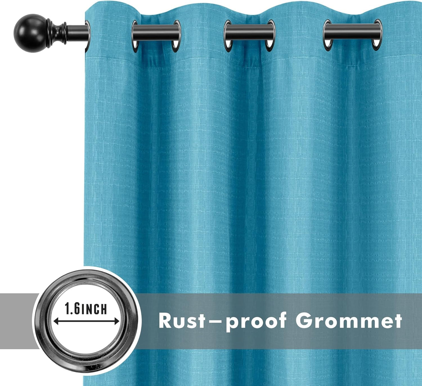 HolidayIdeas 4 Panels Linen Outdoor Curtains for Patio Waterproof-Teal Outside Curtains 54"x 84"-Indoor/Outdoor Curtains Weatherproof, Privacy for Pergola, Porch, Gazebo, Living Room, Backyard