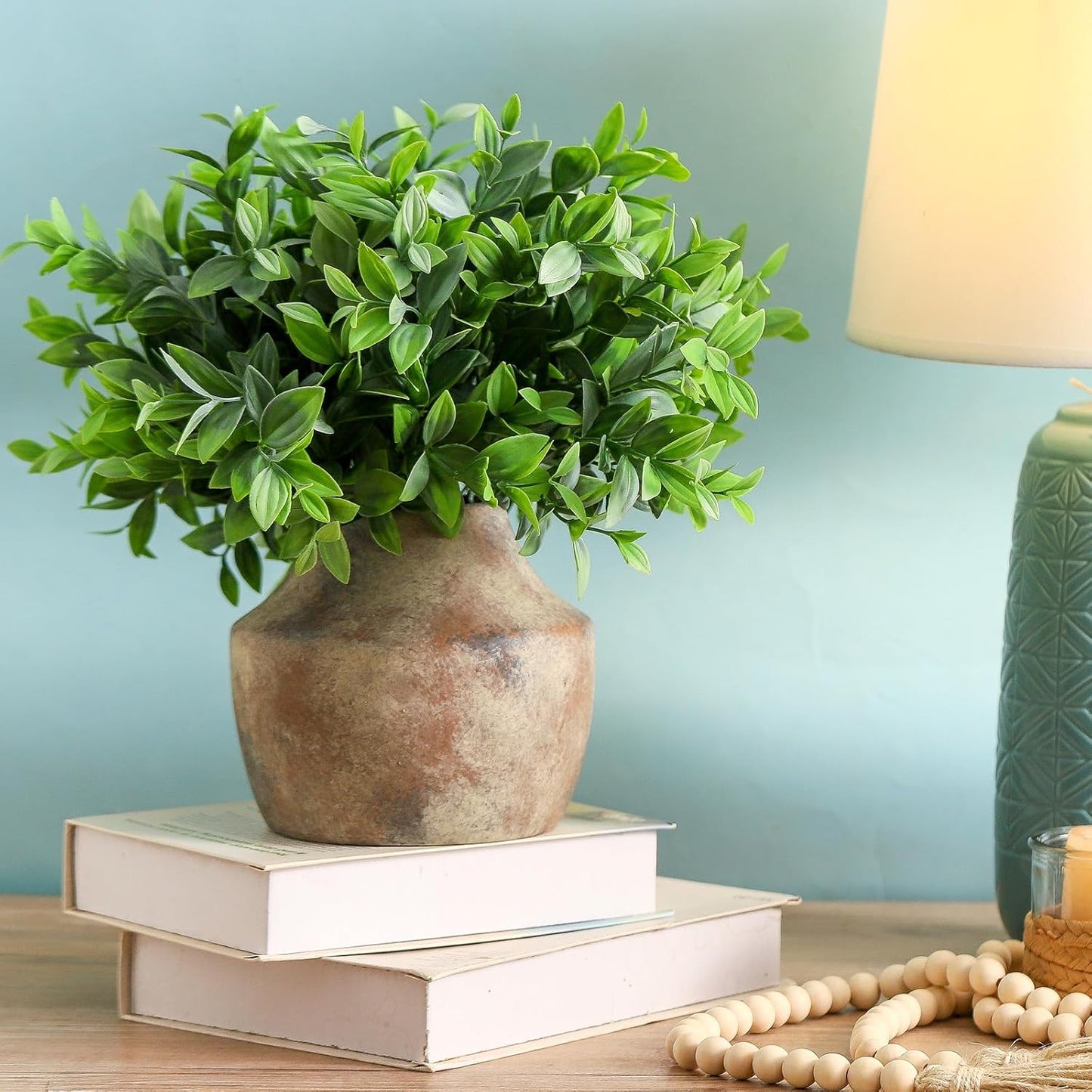 Mitt&Ditt Ceramic Flower Vase, 5.3 inch Pottery Farmhouse Rustic Vase, Handcrafted Weathered Vases, Small Flower Terracotta Vases for Home Decor, Living Room, Table, Shelf, Mantel, Neutral