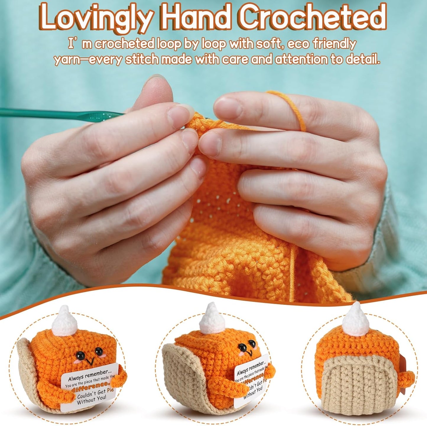 Crochet Appreciation Pumpkin Pie - Farewell Gifts for Coworkers, Bosses, Employees, Volunteers, Teachers, Mini Fall Office Decor for Leaving, Going Away, New Beginning, Retirement, Thank You