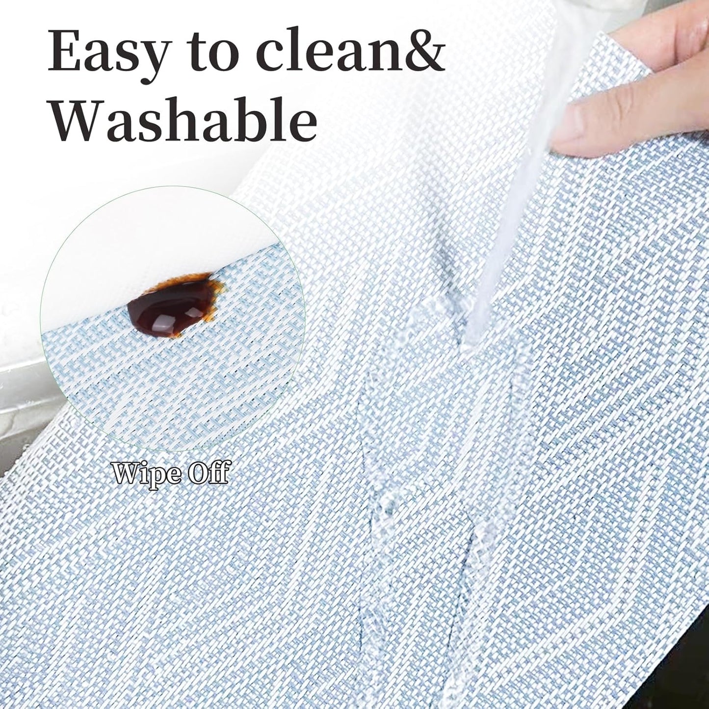 Vinyl Plastic Placemats Set of 6 Washable Heat Resistant Non-Slip Elegant Indoor Outdoor Kitchen Dining PVC Woven Table Place Mats (Sky Blue Rhombus)