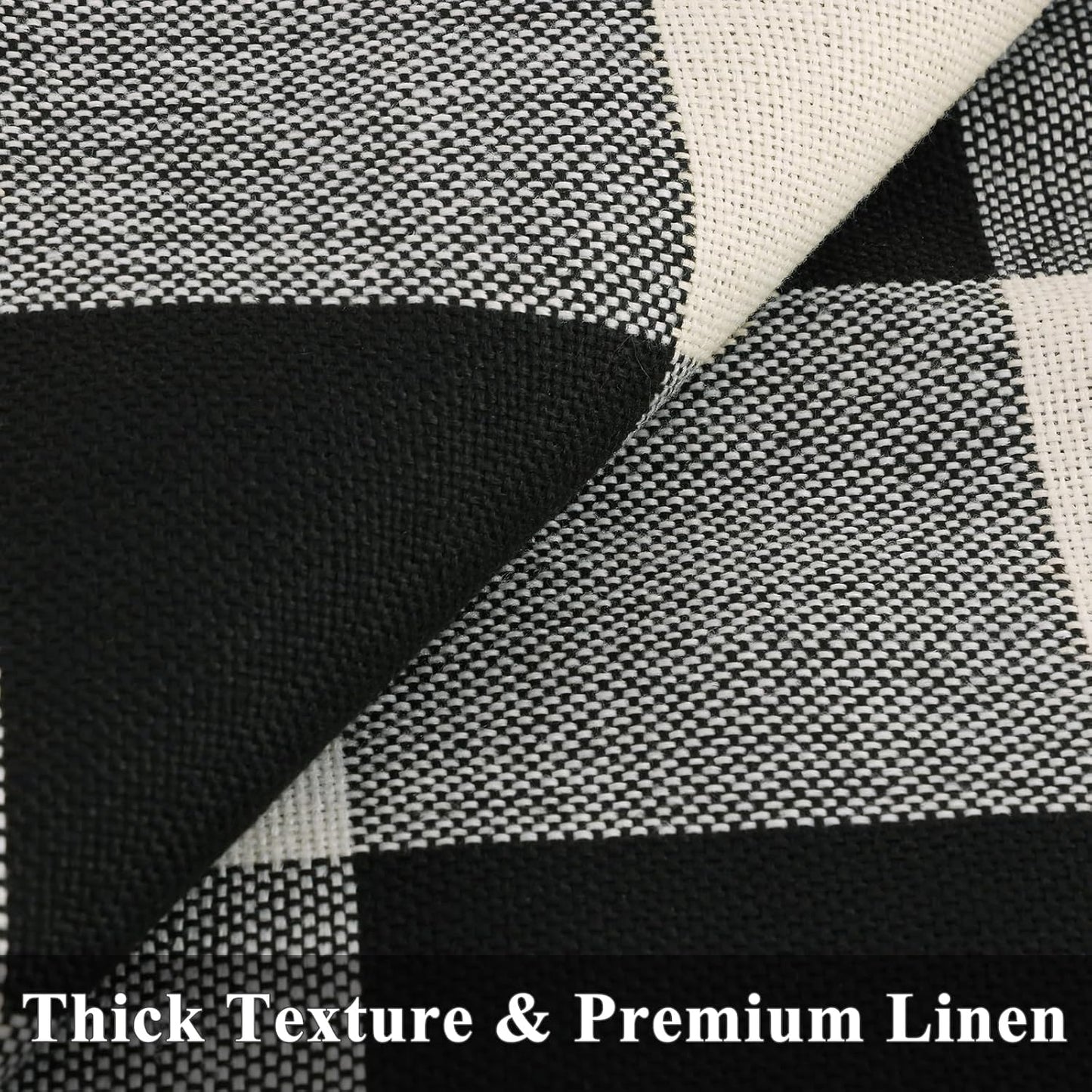 decorUhome Buffalo Plaid Check Throw Pillow Covers 22x22 Set of 2, Outdoor Decorative Farmhouse Neutral Pillow Covers with Stitched Edge for Bed Couch Sofa, Black and White