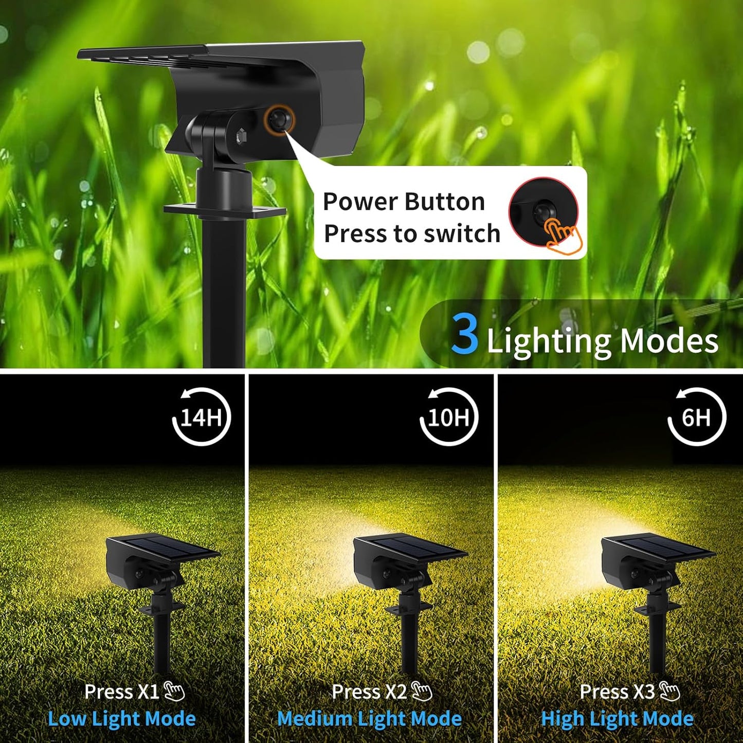 Solar Spot Lights Outdoor 6 Pack, [46 LED/3 Modes] Solar Landscape Spotlights Waterproof, 2-in-1 Auto On/Off Solar Powered Lights for Outside Yard Garden Wall Pathway(Warm White)