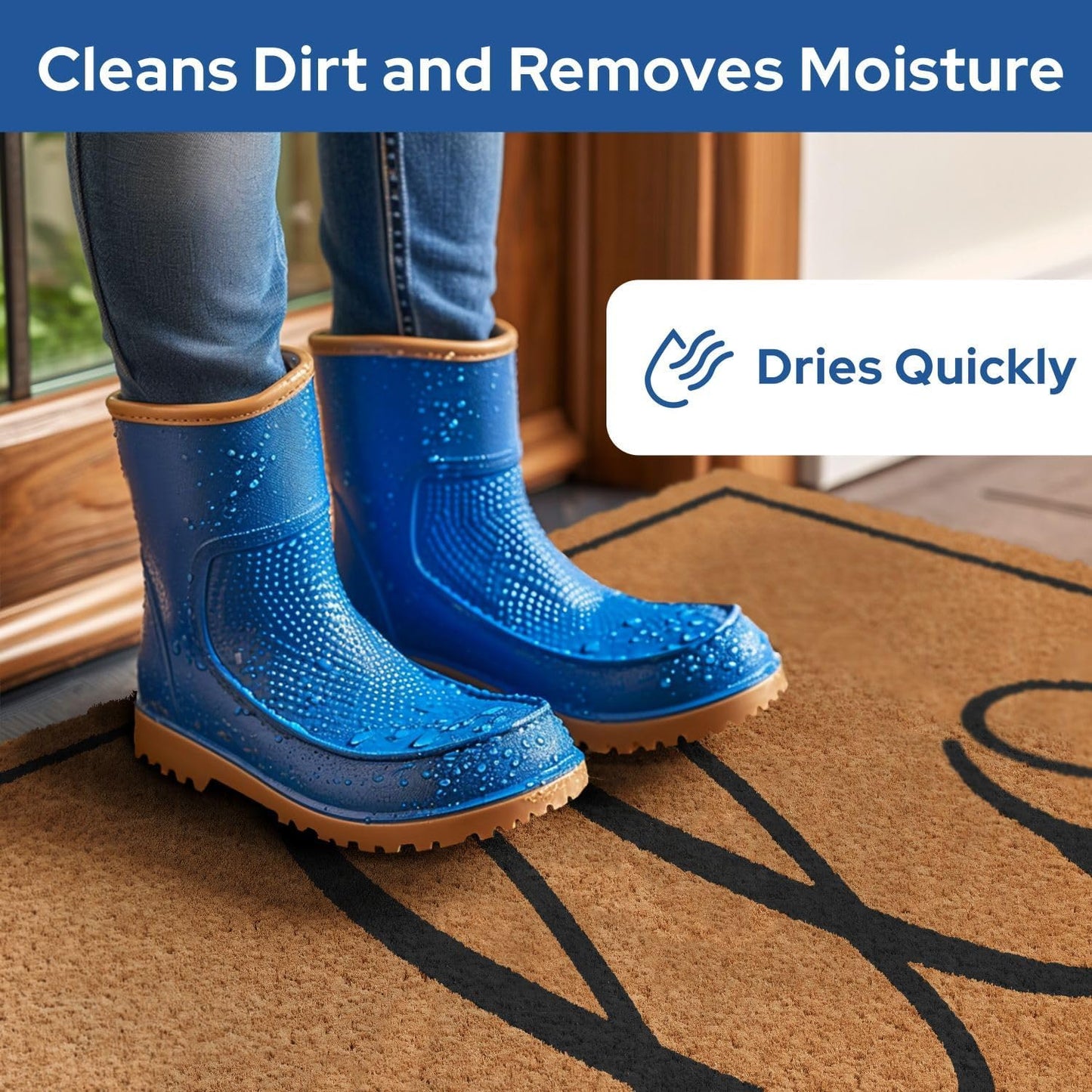 Barnyard Designs Natural Coco Coir Heavy Duty Backing Doormat - Large Cute Non-Slip Front Door Welcome Mat for Outside Entrance or Porch Entry, Brown (24x36, Hello)