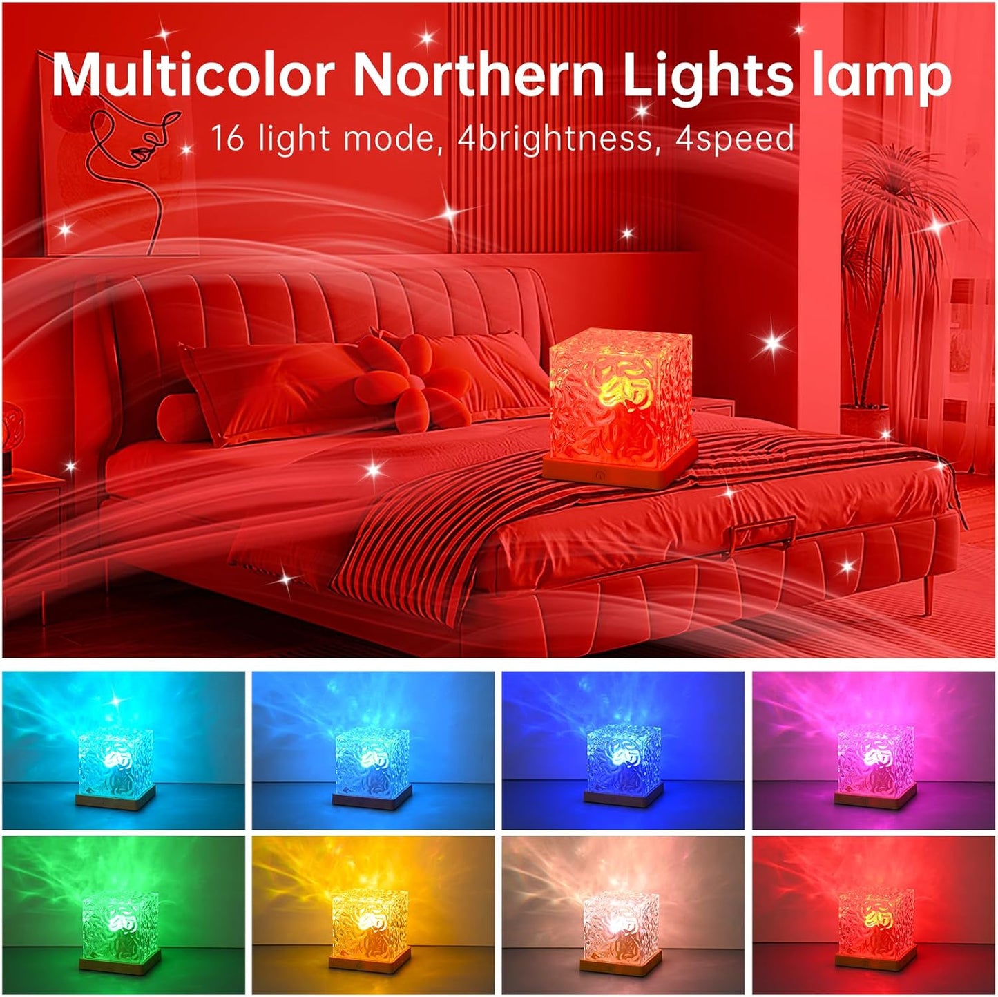 Northern Lights Projector,16 Color Galaxy Projector for Bedroom Mood Lighting,Dimmable Galaxy Light Projector for Bedroom,Remote LED Projector Lights