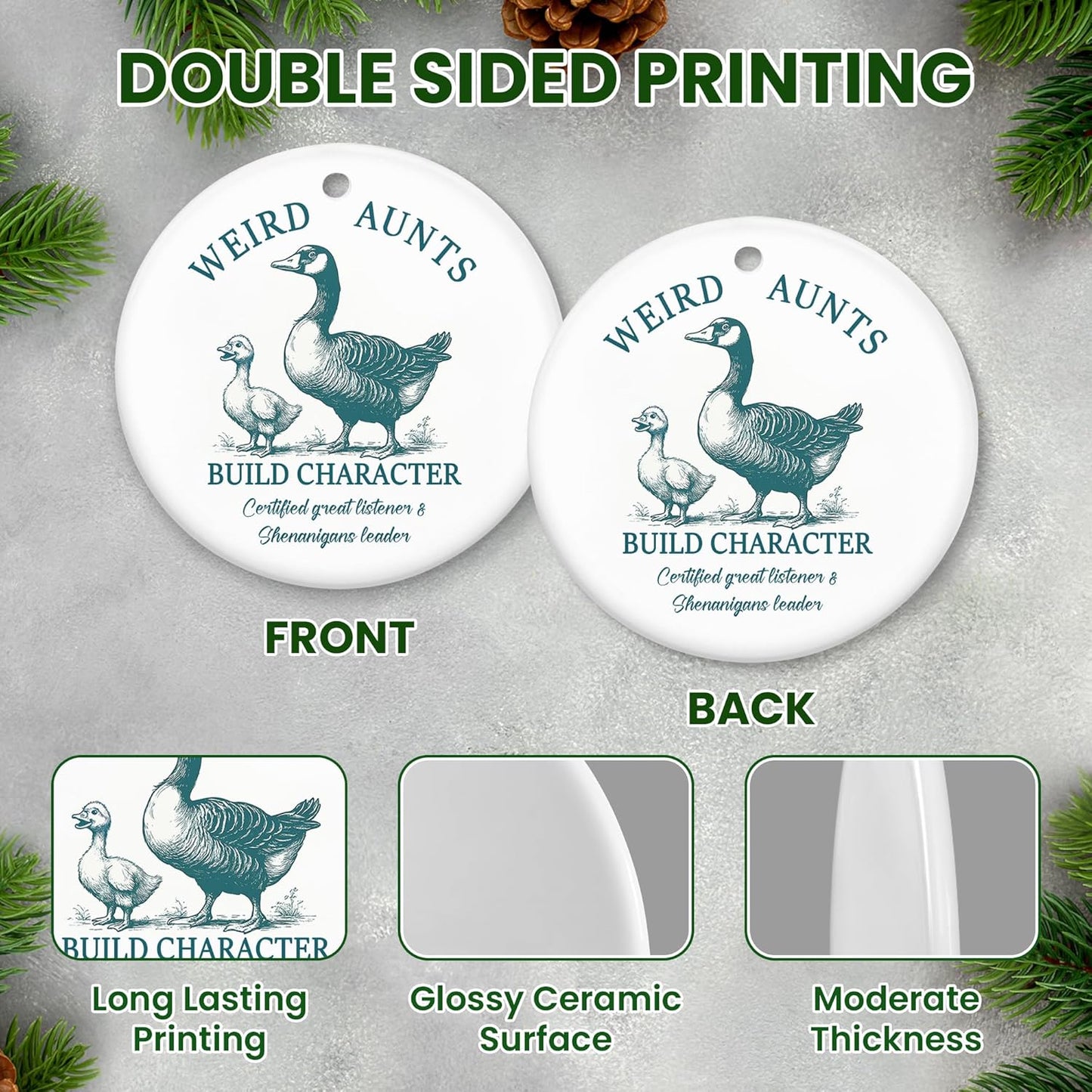 TEEZWONDER Aunt Gifts for Women - Ceramic Christmas Ornaments 2025 Tree Decorations - Funny Gifts for Aunt from Nephew, Auntie Gift Ideas, Auntie Ornament, Funny Christmas Ornaments Presents for Aunts