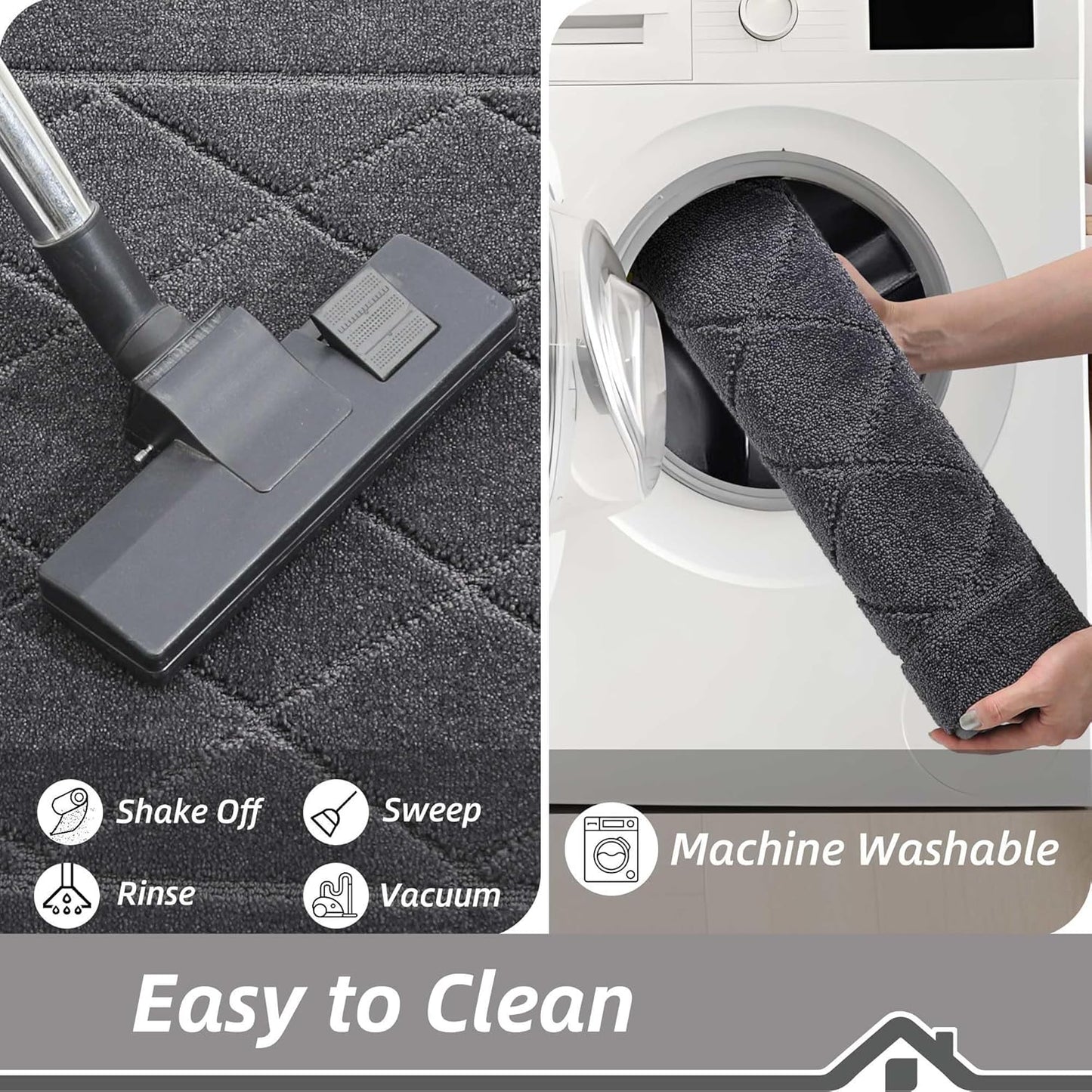 BEQHAUSE Dirt Trapper Door Mat 24" x 36", Doormat Non-Slip Entryway Rugs Washable, Dog Door Mat Stain Resistant and Absorbent Welcome Floor Mat for Front Back Door, Muddy Wet Shoes & Paws, Dark Grey