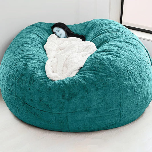 Big Huge Giant Bean Bag Chair for Adults, (No Filler) Bean Bag Chairs in Multiple Sizes and Colors Giant Foam-Filling Required- Machine Washable Covers, Double Stitched Seams (Peacock Blue,6FT)