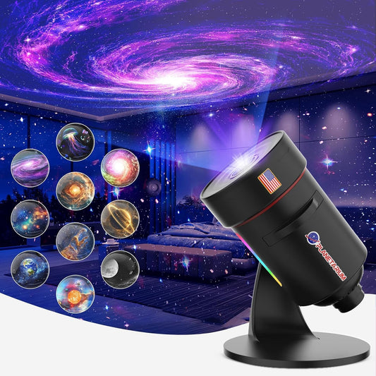 [2025 Upgraded] Galaxy Projector, HD Brighter Wider Projection Planetarium Star Projector with 7-Color Night Light Realistic Starry Sky Space Solar System Moon Nebula for Bedroom Ceiling Room Decor