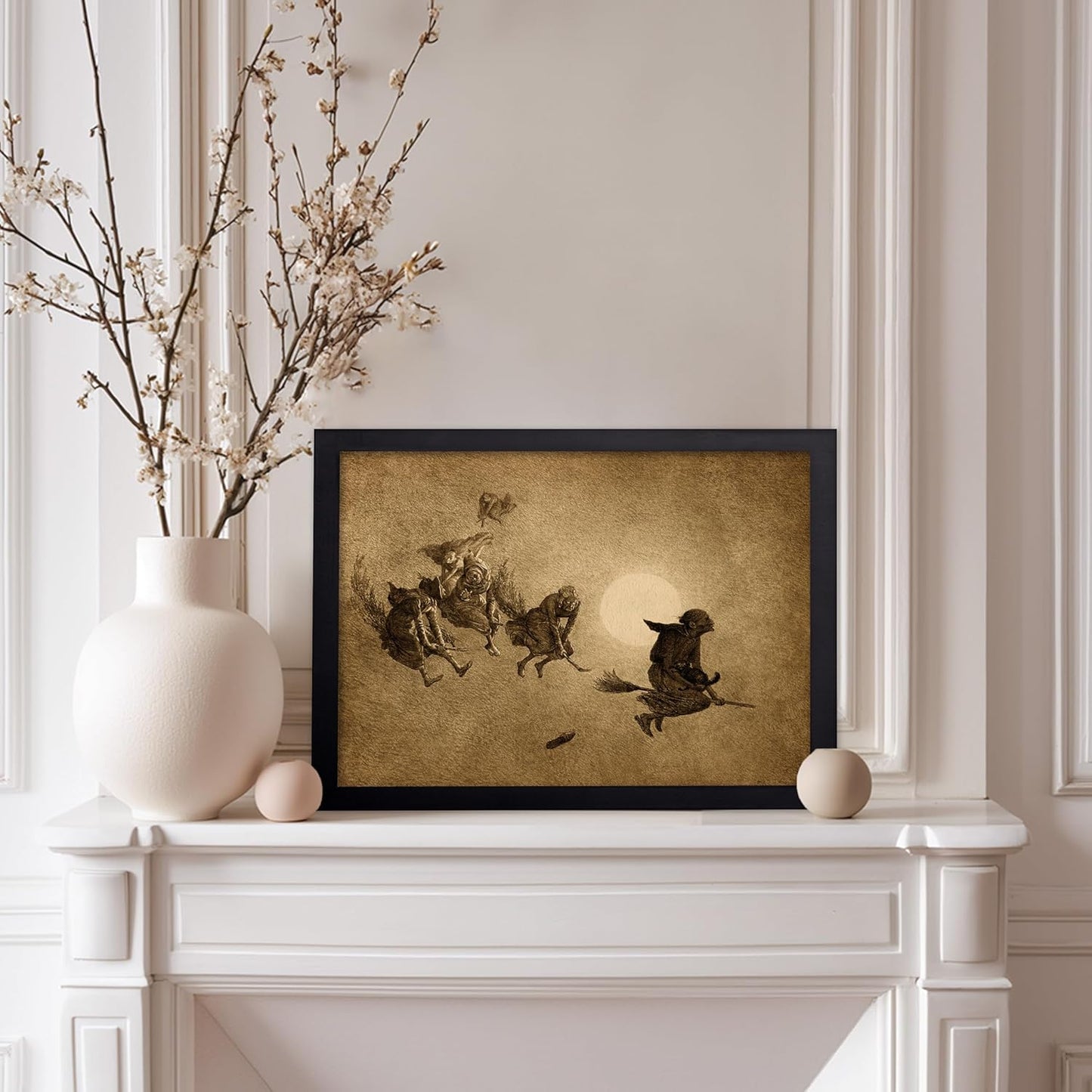 Poster Master Vintage William Holbrook Beard Poster - Retro Occult Print - Gift for Gothic, Horror Fan - The Witches Ride, Pagan, Goth, Magic - Wall Decor for Bedroom, Dorm, 11x14 Black Framed