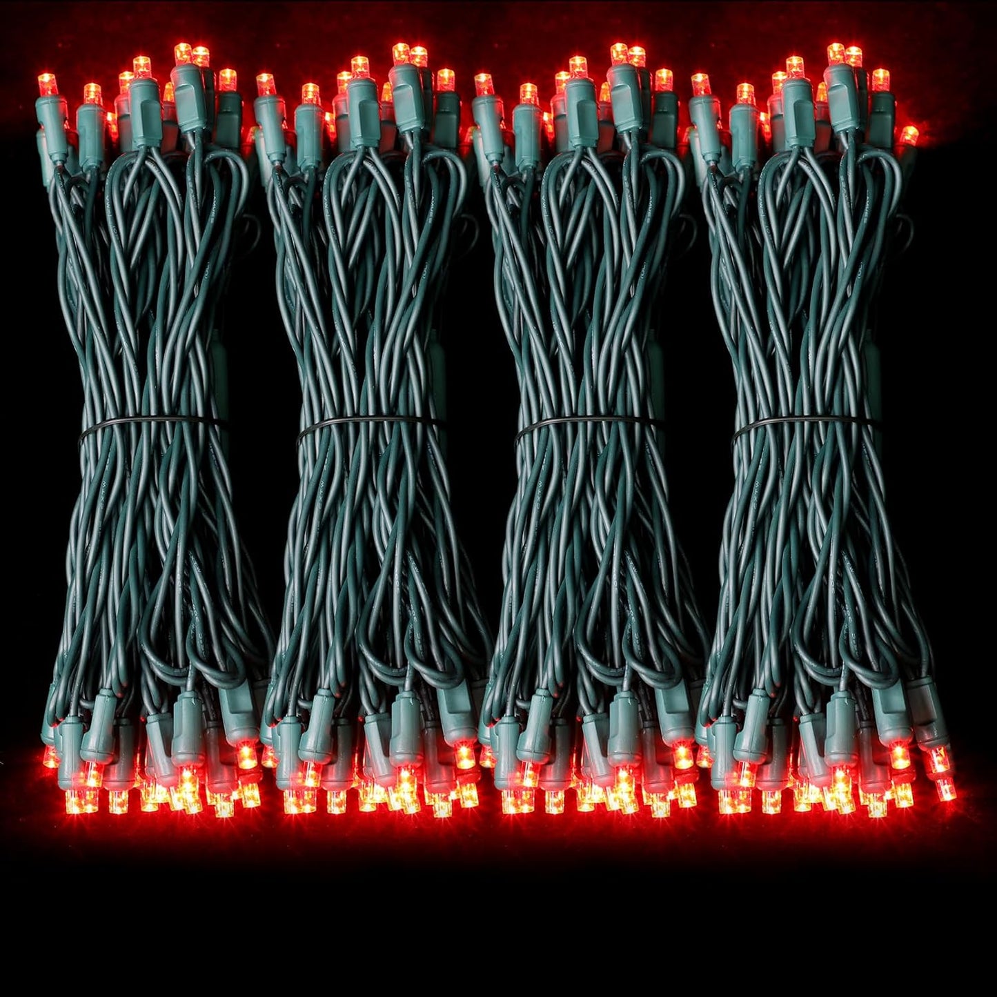 100Count (2pk of 50L) String Lights, LED Christmas Lights, 6" SPACING,Green Wire,RED