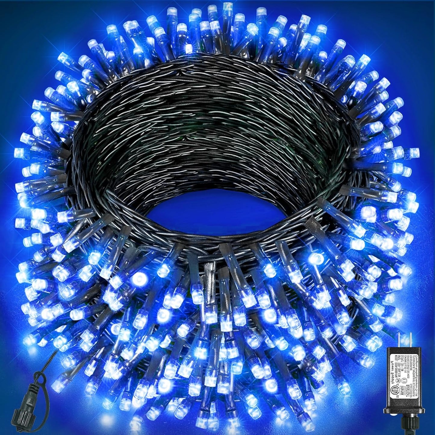 Christmas Lights Outdoor, 157FT 480 LED Plug in Christmas Tree Lights Waterproof, 8 Modes Green Wire Fairy String Light for Indoor Bedroom Garden Patio Porch Xmas Wedding Party Decorations, Blue