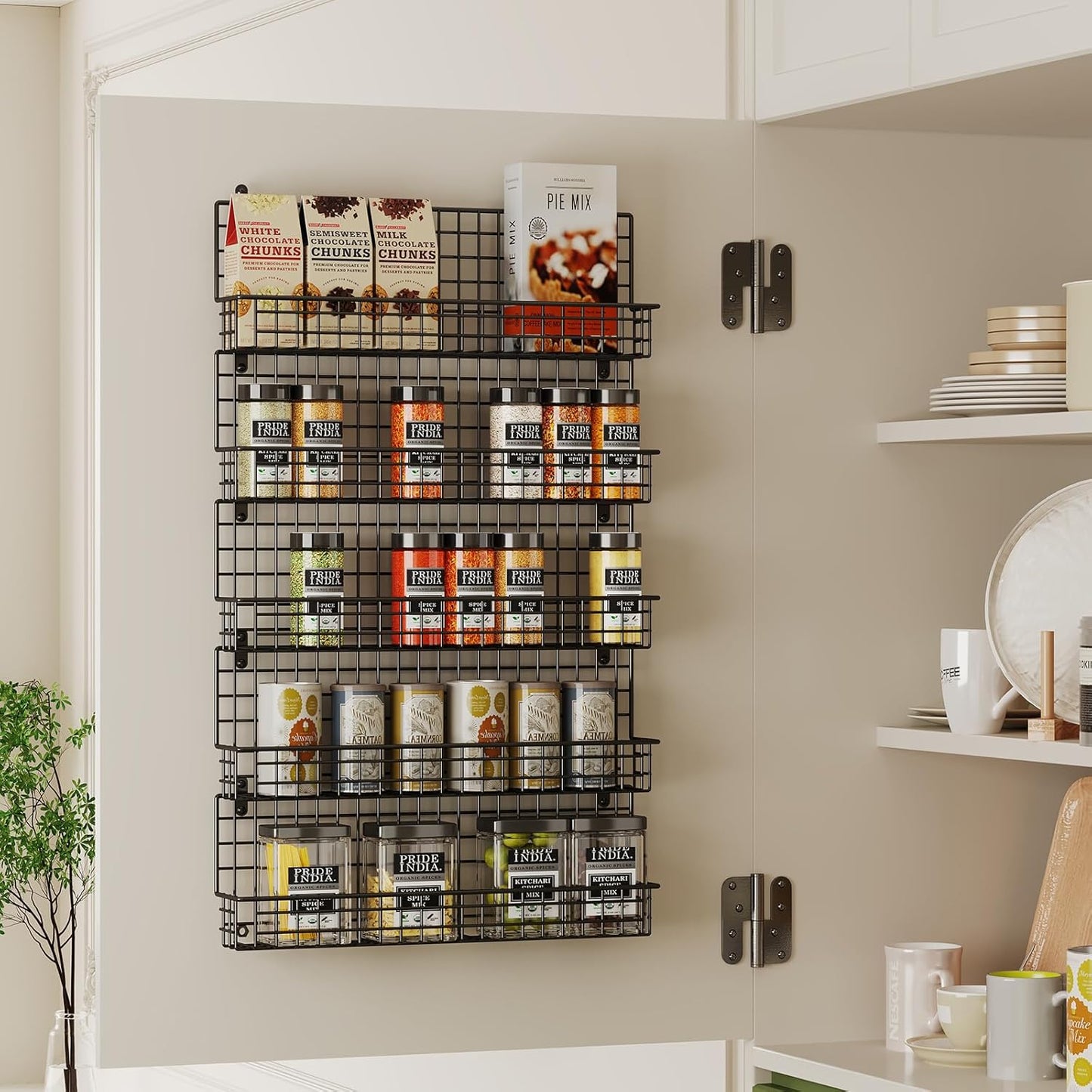 X-cosrack Spice Rack Organizer, 5-Tier Wall Spice Rack, Stackable Hanging Spice Jars Storage Racks, Great for Kitchen and Pantry, Up to Storage 48 Jars(Patent No.:D909138S)