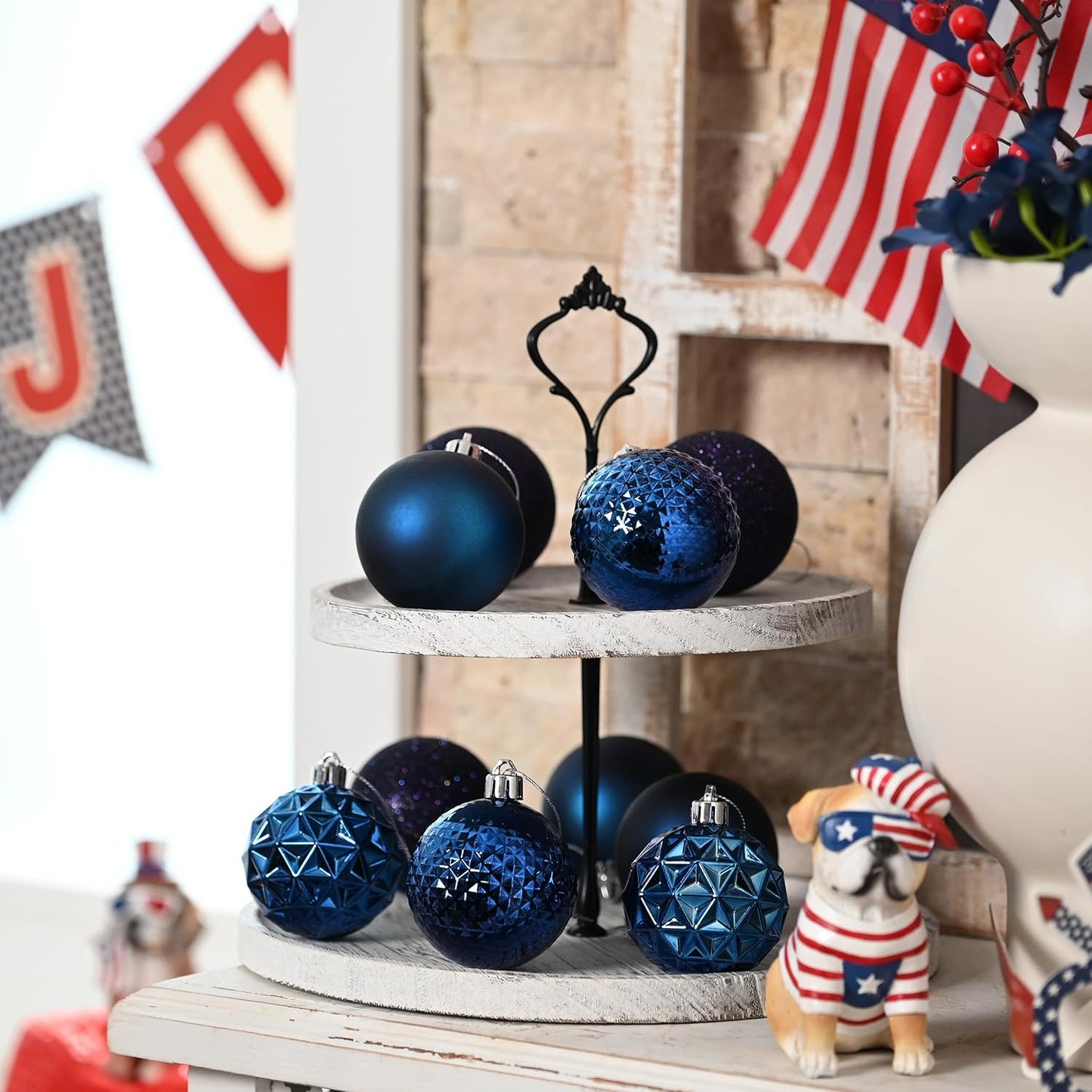 Valery Madelyn Christmas Tree Decorations Ornament Set for Fall Halloween, 50ct 2 Inches Navy Blue Shatterproof Christmas Ball Ornaments Hanging Xmas Holiday Party Decor